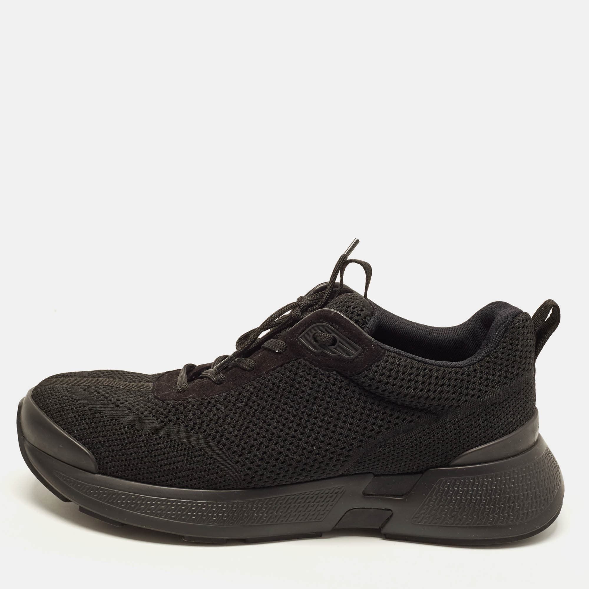 Hermes Heros Size 43.5 Black Fabric and Suede Lace Up Sneakers