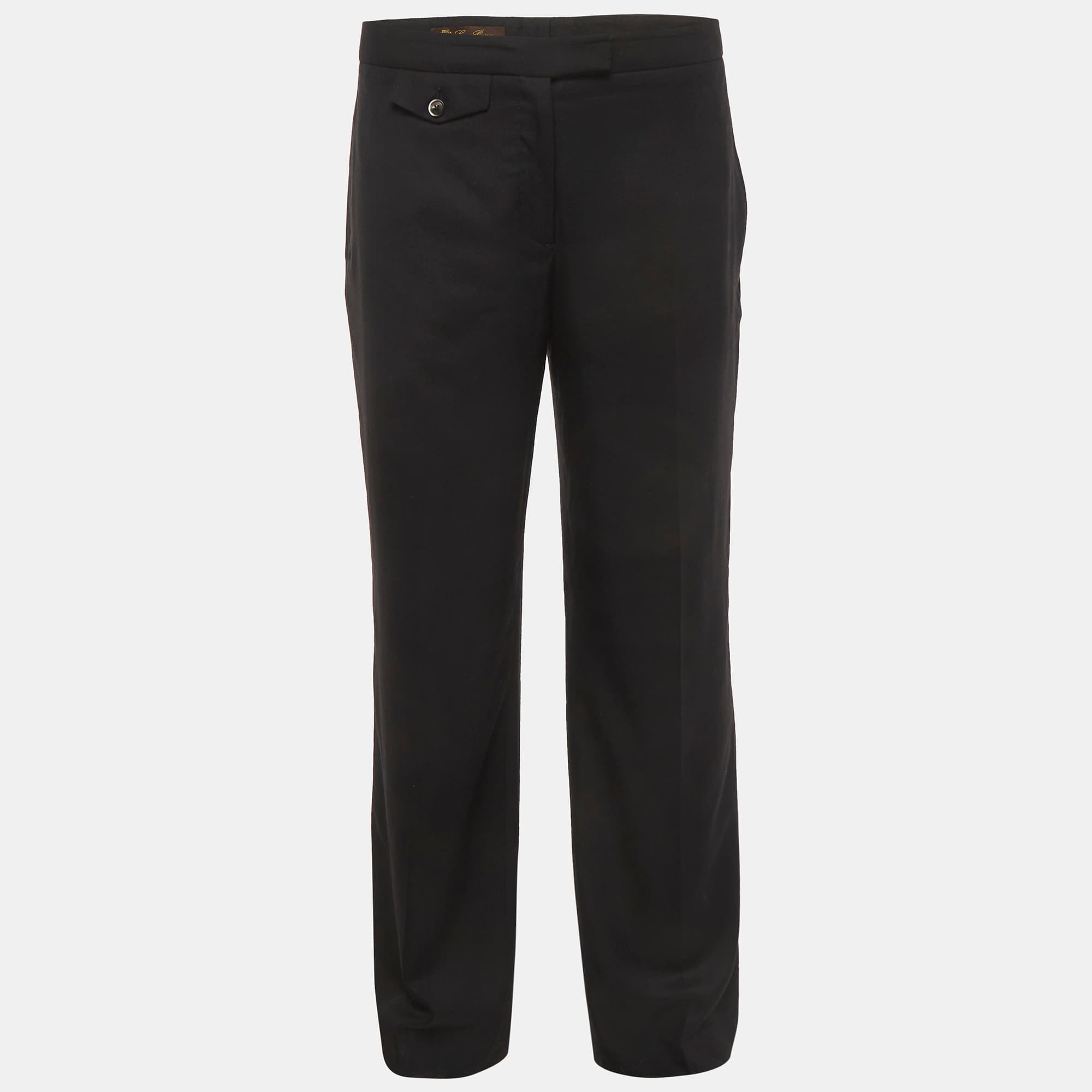Loro Piana Black Gabardine Trousers M