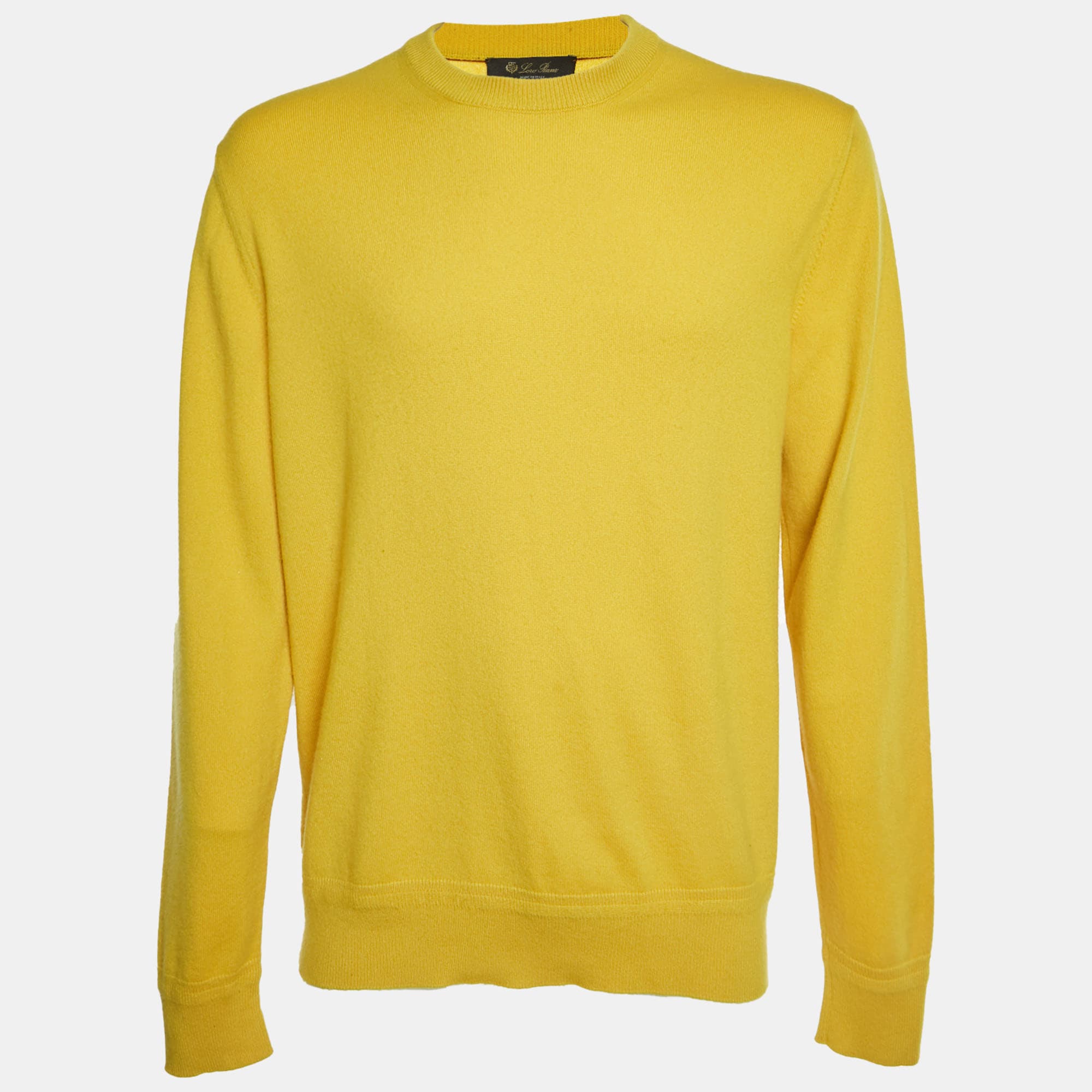 Loro Piana Yellow Cashmere Crewneck Sweater XL