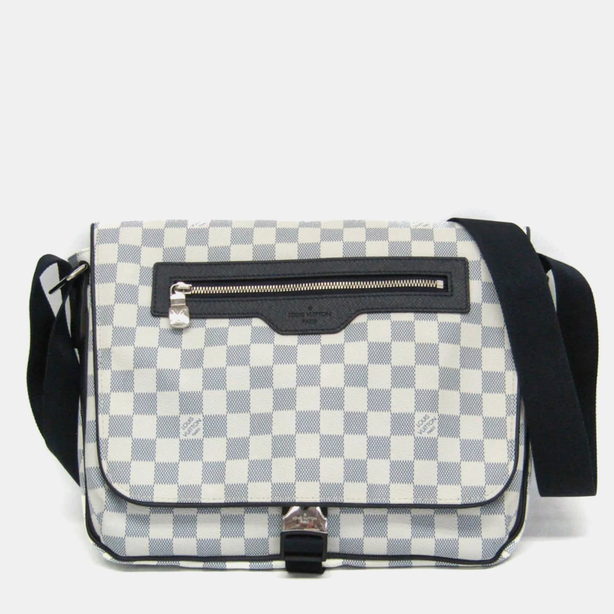 Louis Vuitton Navy/White Canvas, Leather Damier Coast Match point Messenger Shoulder Bag