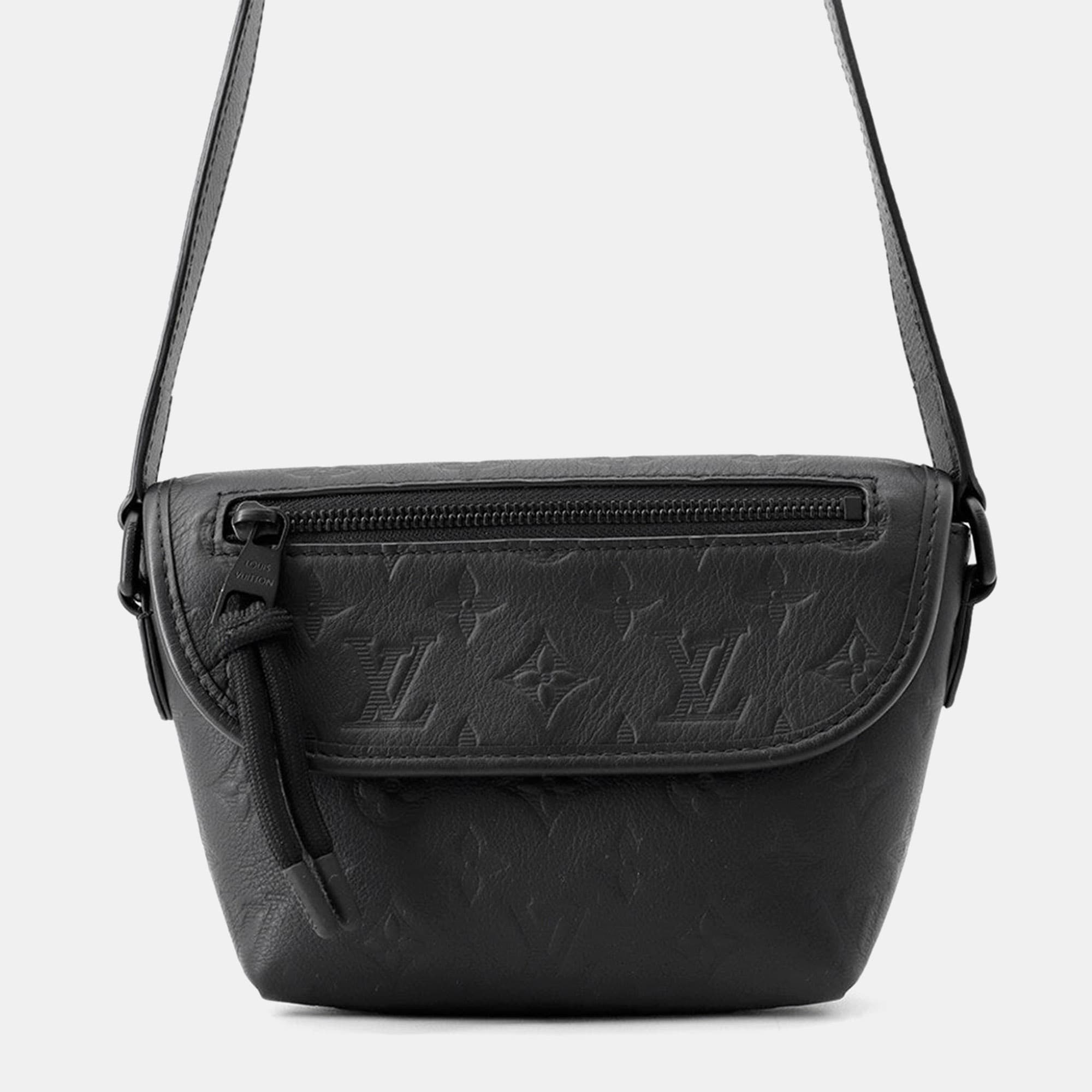 Louis Vuitton Pulse Wearable Wallet Black Monogram Shadow Embossed Cowhide Leather Crossbody Bag
