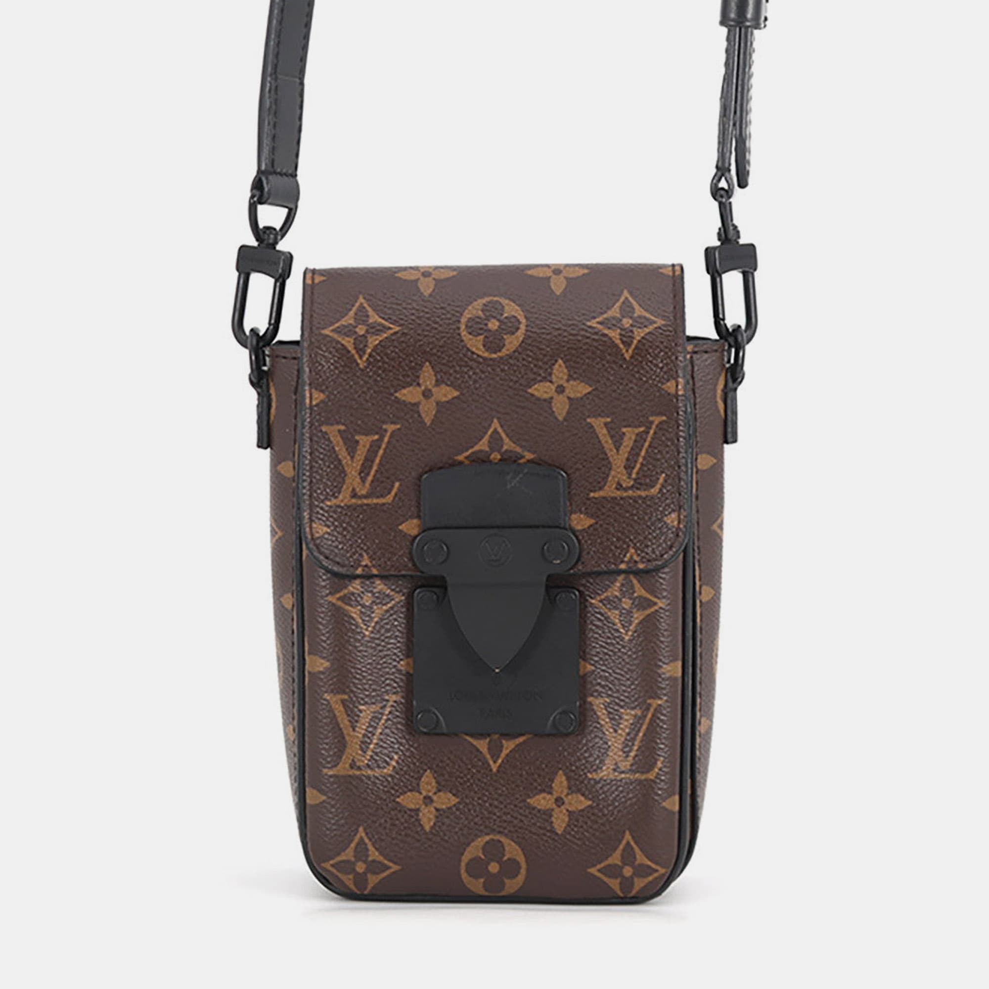 Louis Vuitton Spadlock Vertical Wearable Wallet Noir Monogram Macassar Canvas Crossbody Bag