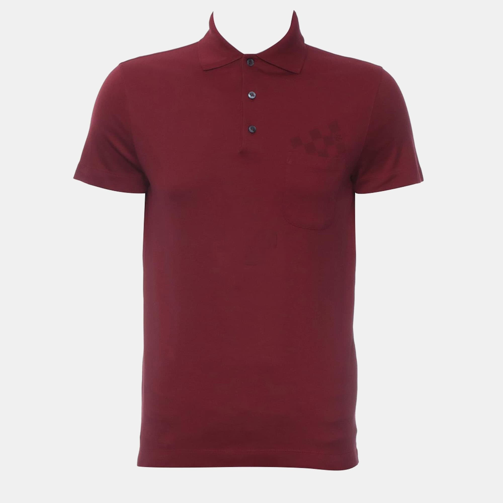 Louis Vuitton Red Cotton Damier Pocket Detail Polo T -Shirt S