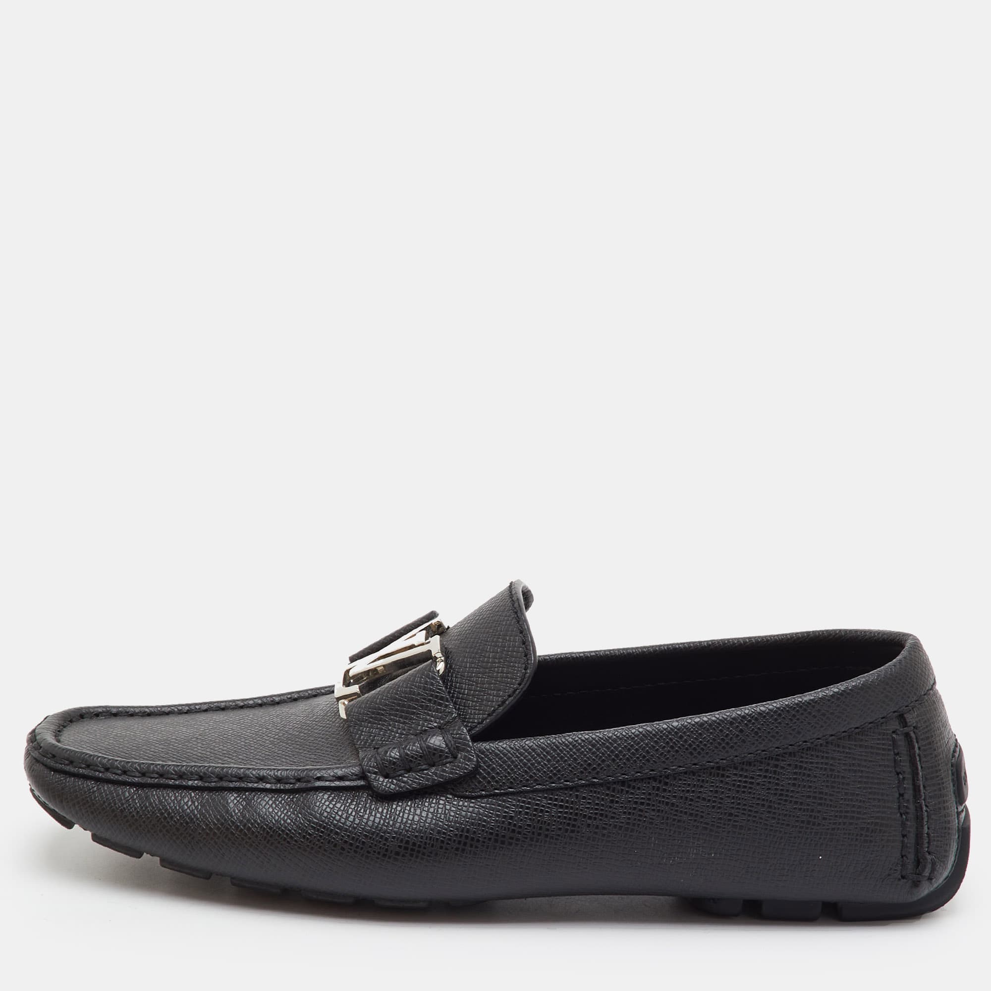Louis Vuitton Monte Carlo Size 41 Black Leather Slip On Loafers