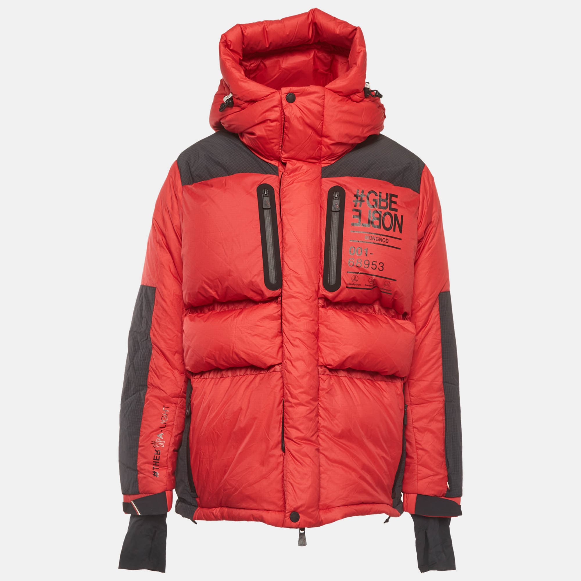 Moncler Red/Black Nylon Puffer Down Mongnod Jacket XL