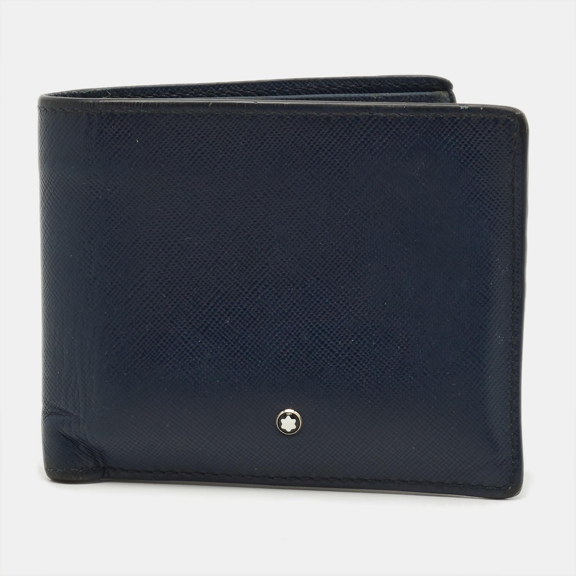 Montblanc Sartorial Navy Blue Leather 8CC Bifold Wallet
