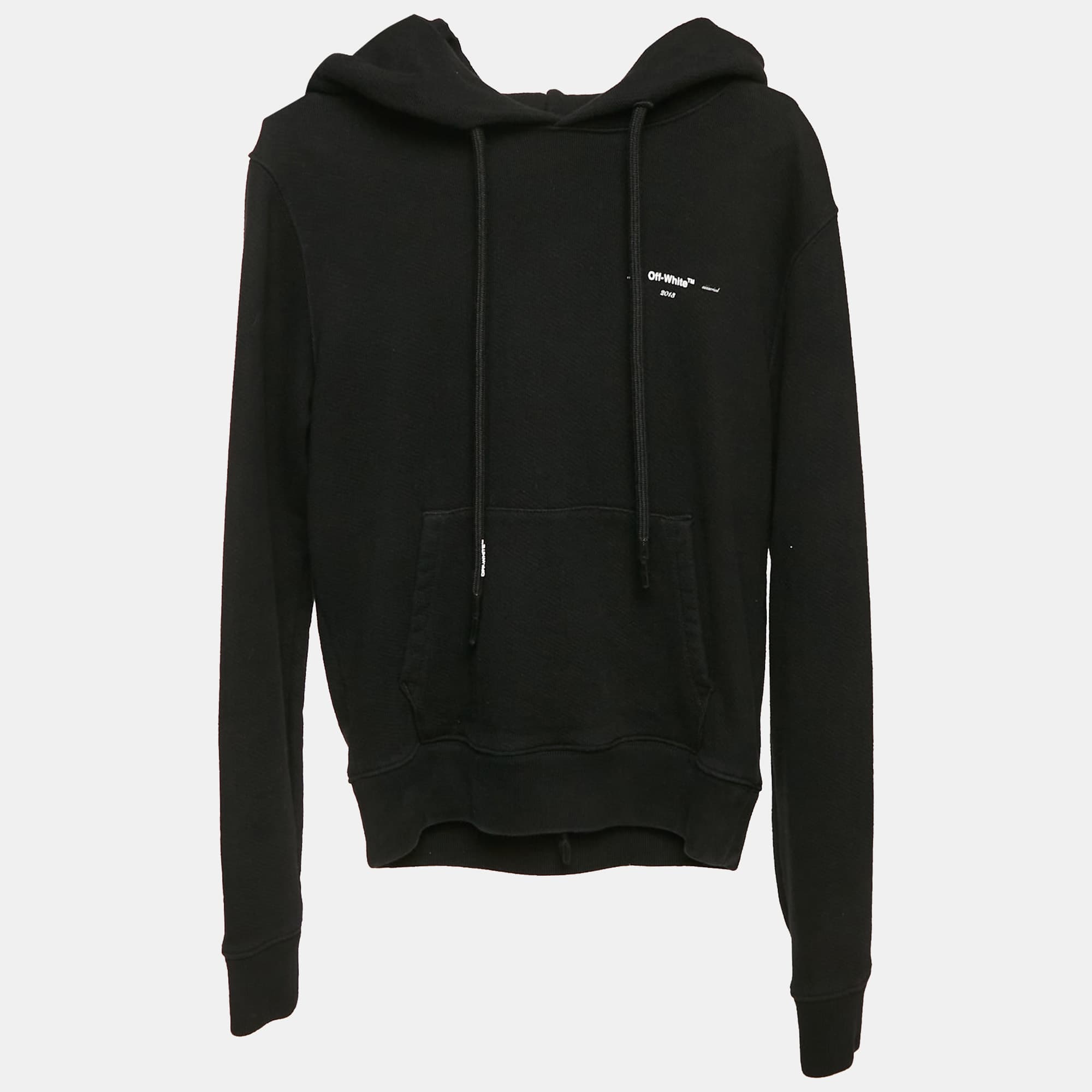 Off-White Black Cotton Knit Arrow Applique Hoodie XXS
