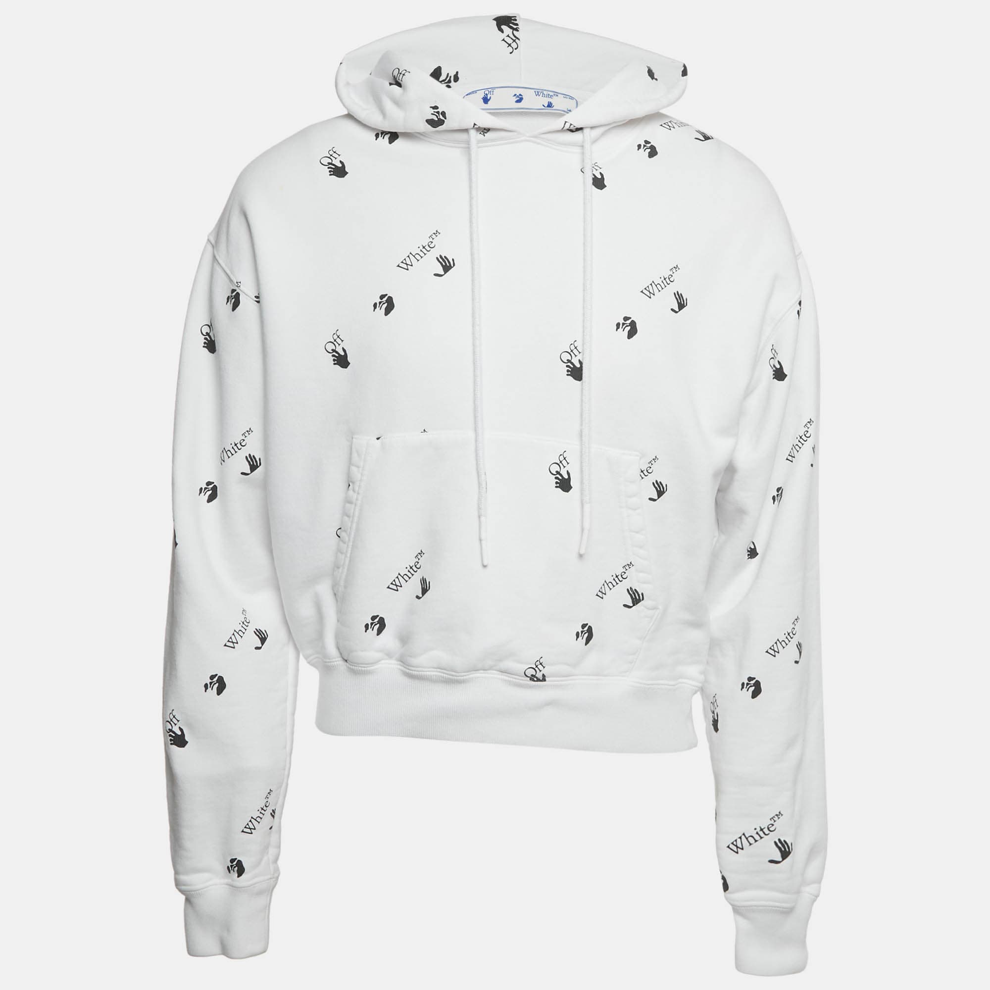 Off-White White Logo Print Cotton Hoodie S