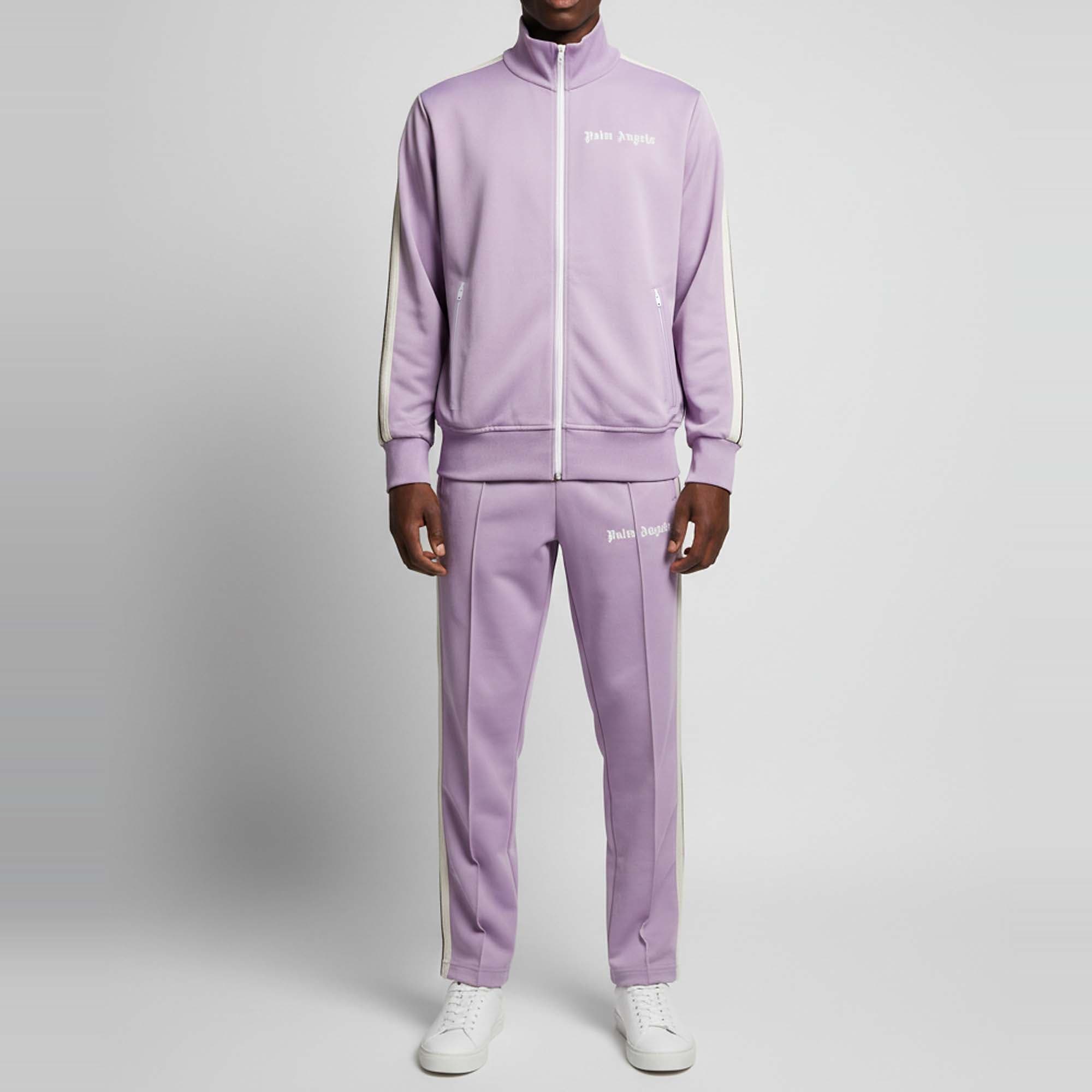 Palm Angels Purple Logo Print Jersey Stripe Detail Track Suit L/XL