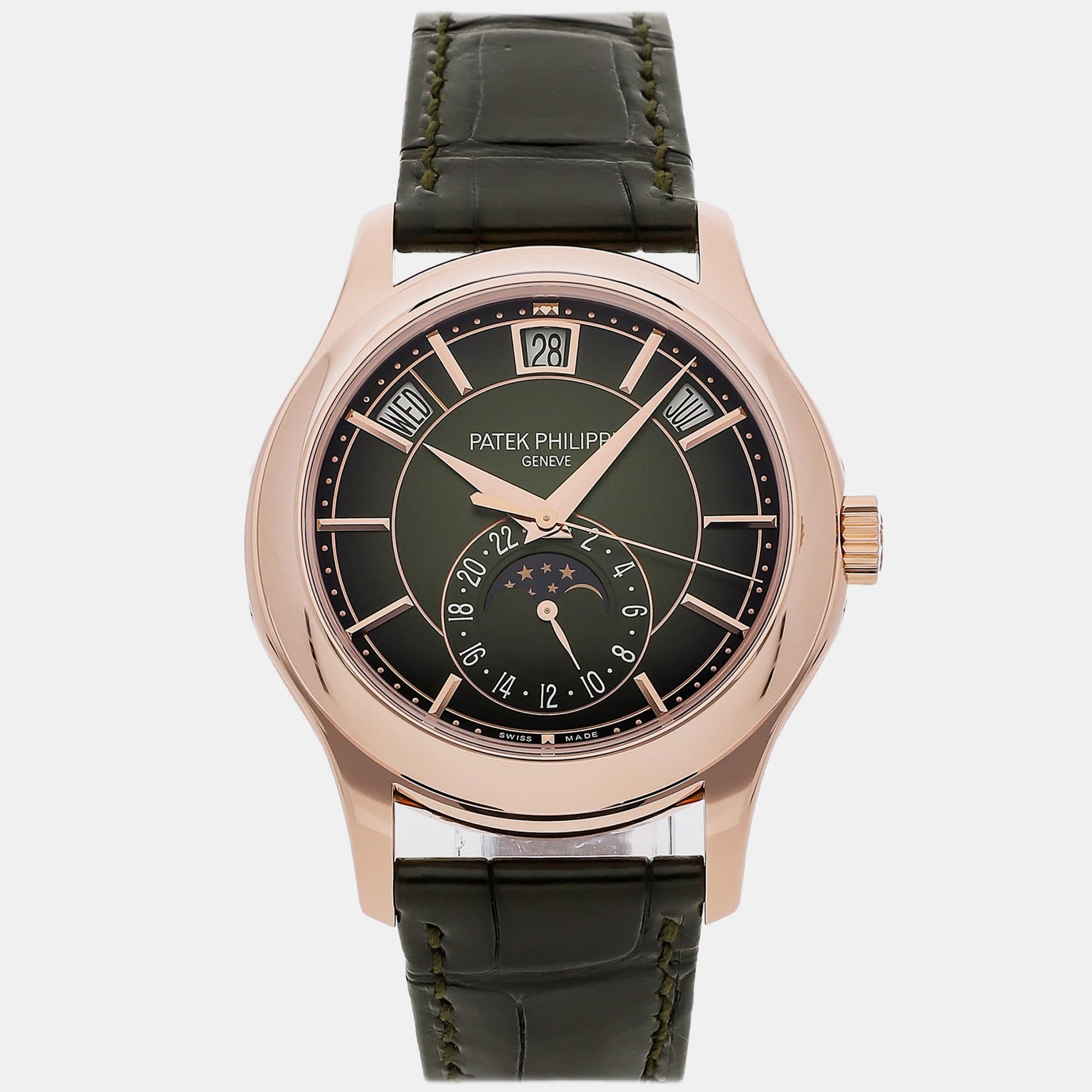 Patek Philippe Complications Annual Calendar Moonphase 5205R-011 Green Rose Gold Automatic Men's Wristwatches 40mm