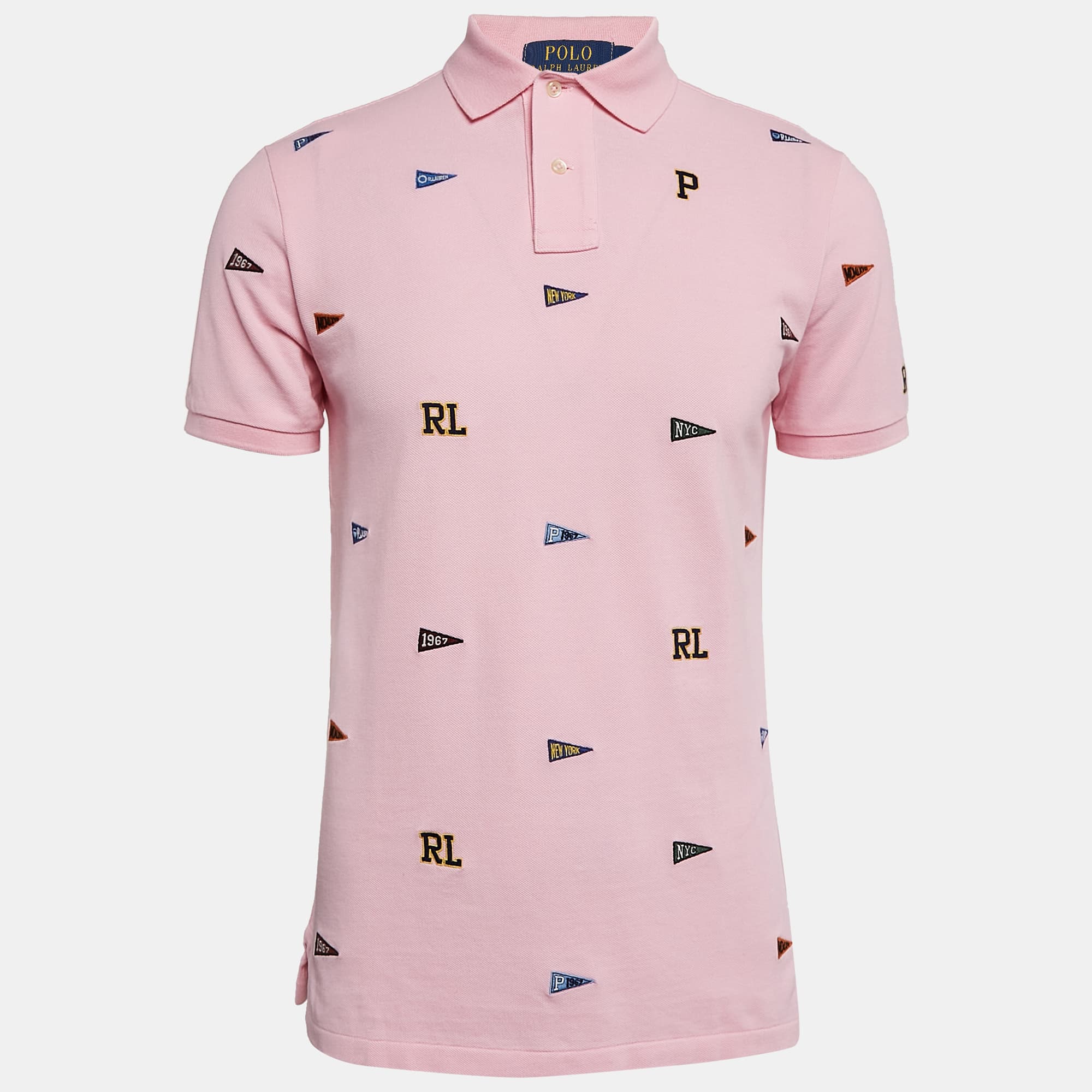 Polo Ralph Lauren Pink Embroidered Cotton Polo T-Shirt M