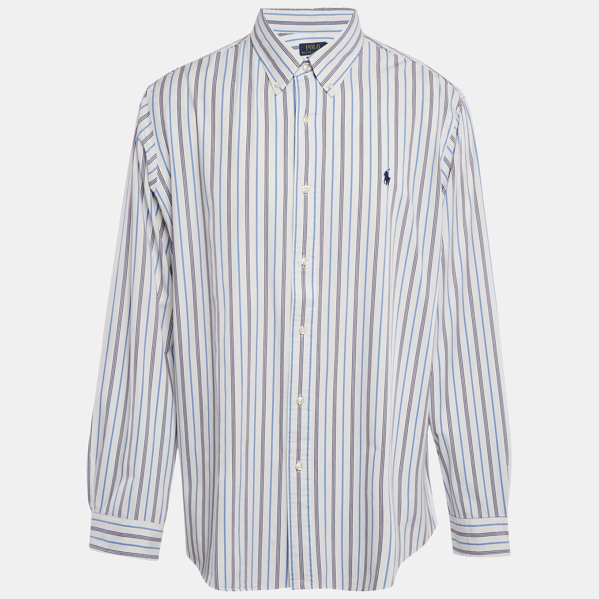 Polo Ralph Lauren White Stripe Cotton Classic Fit Shirt XXL