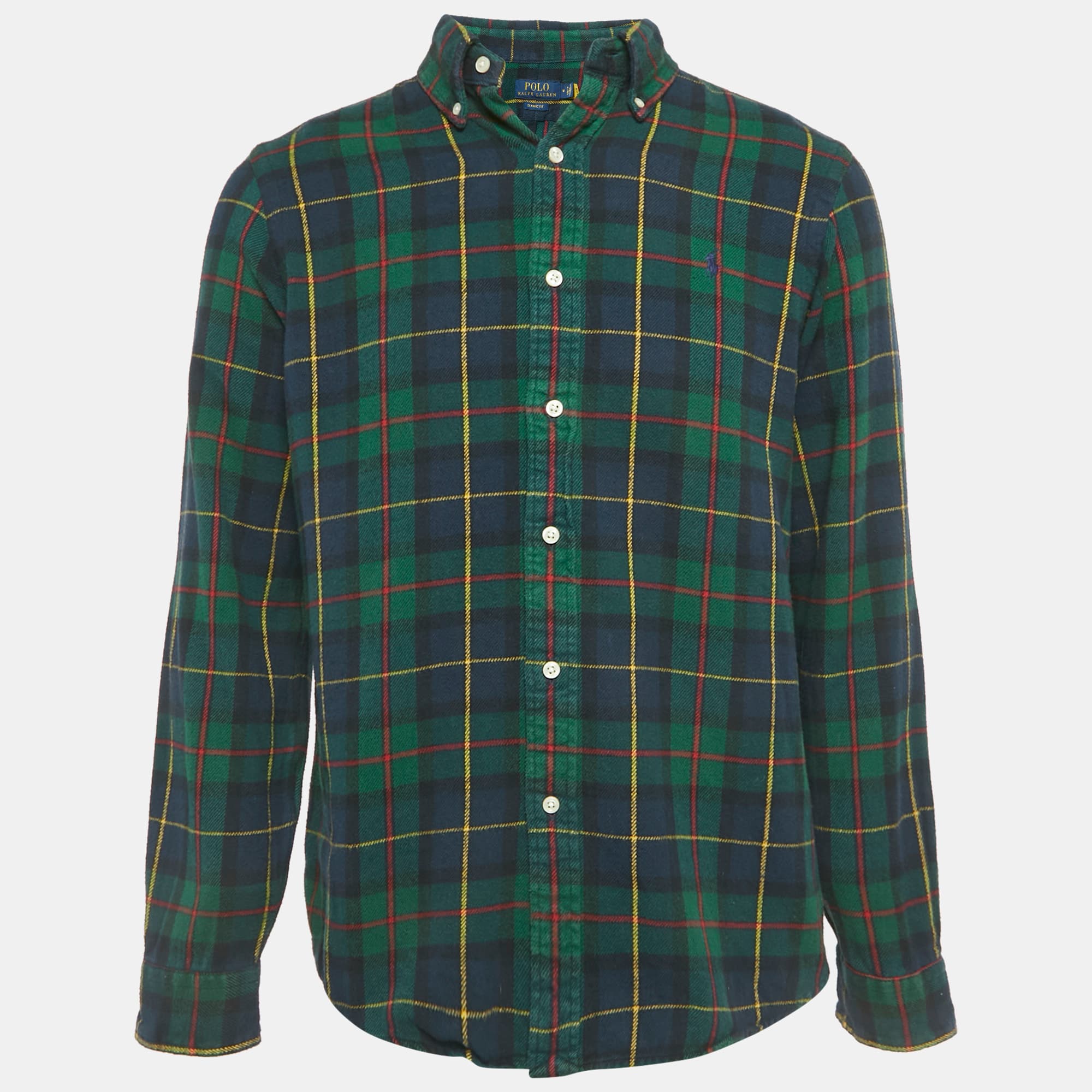 Polo Ralph Lauren Green Tartan Cotton Long Sleeve Shirt M