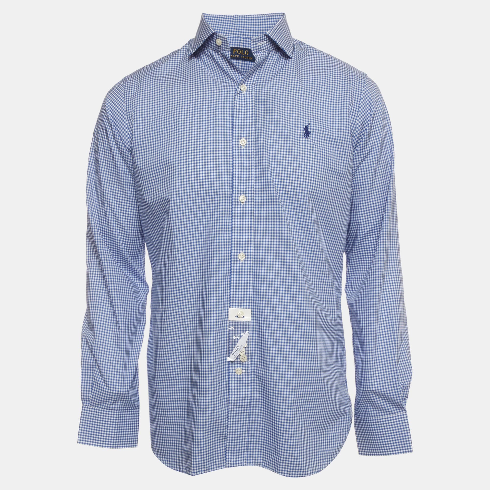 Polo Ralph Lauren Blue Check Cotton Long Sleeve Shirt S