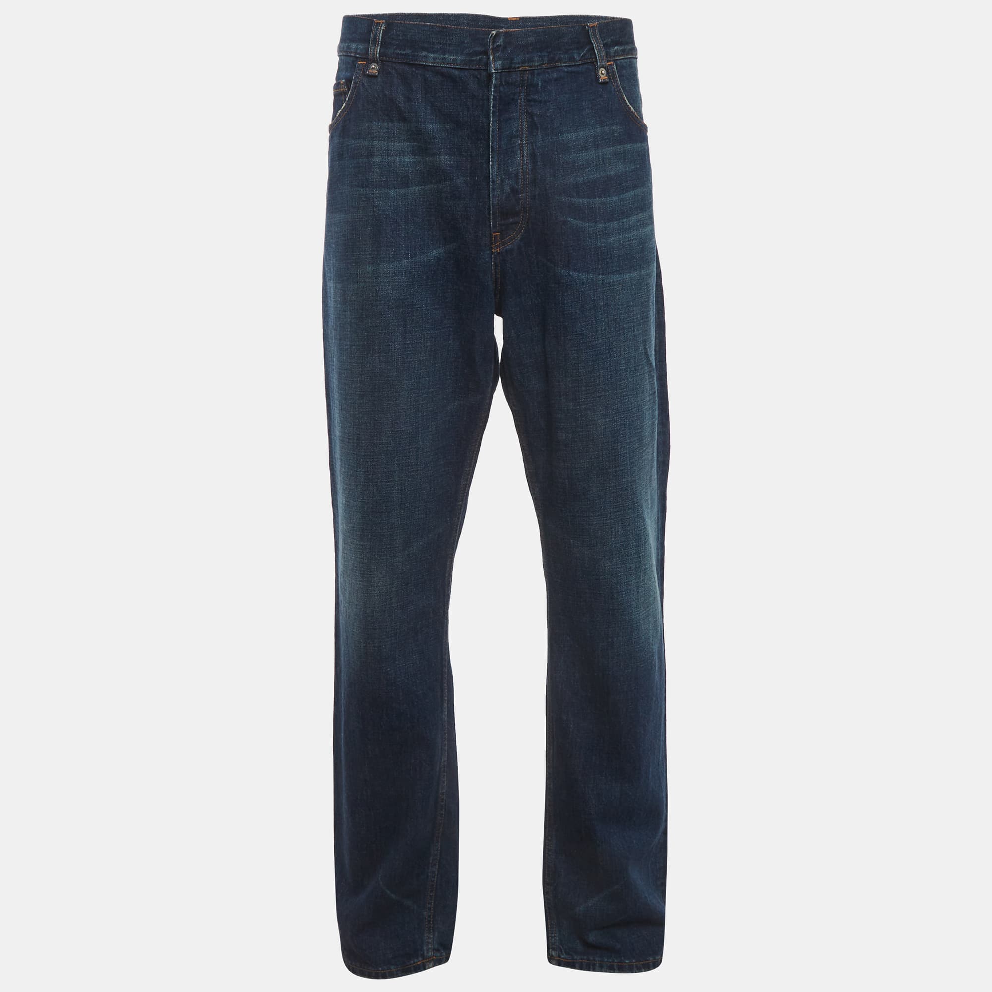 Prada Blue Denim Buttoned Loose Fit Jeans XXL/Waist 40"