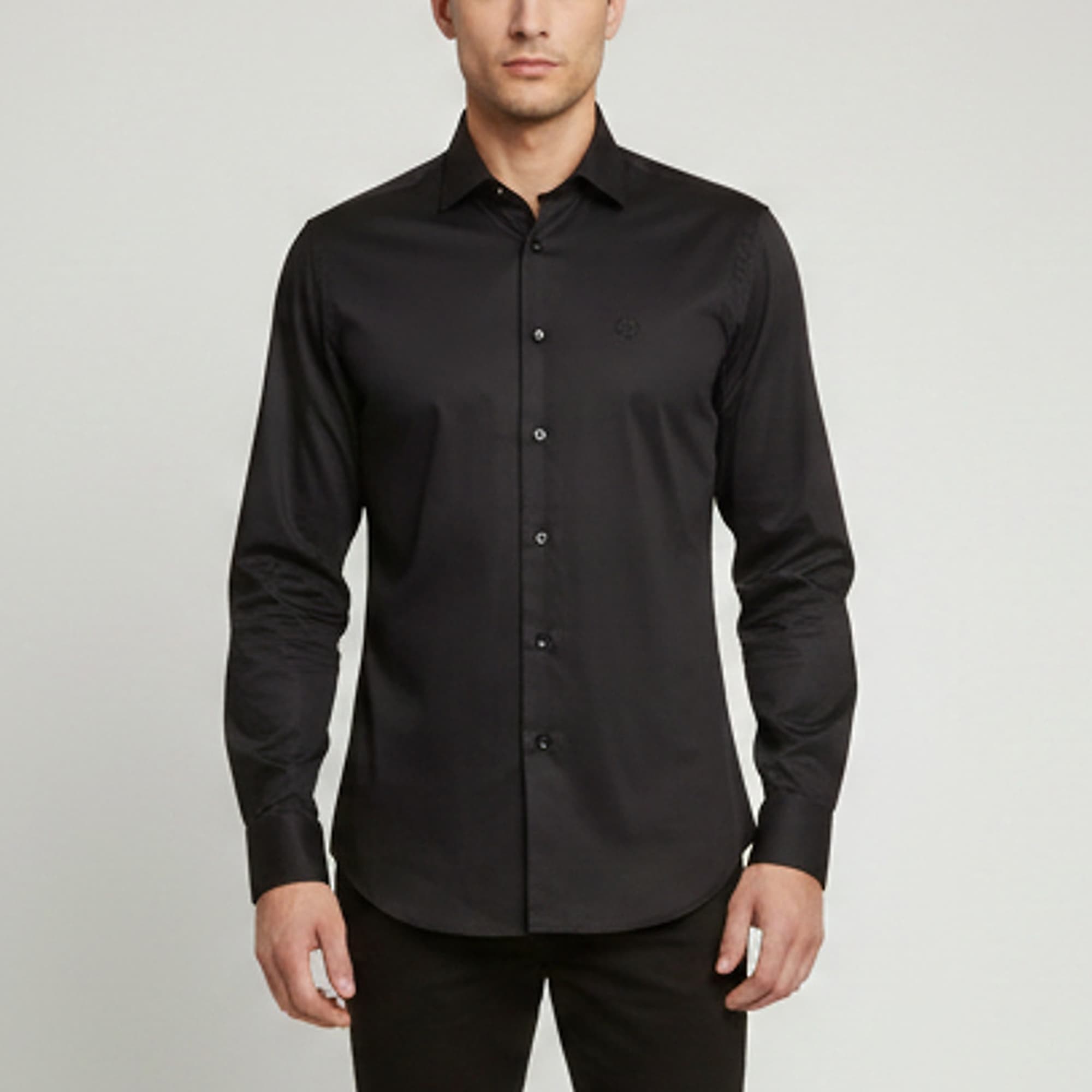 Roberto Cavalli Black Logo Embroidered Cotton Comfort Fit Shirt M