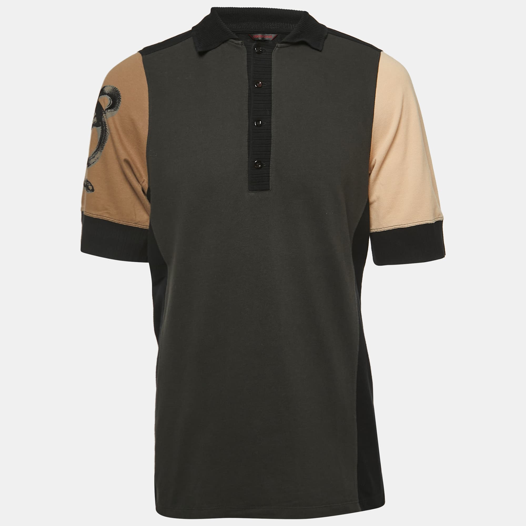 Roberto Cavalli Multicolor Patterned Cotton Polo T-Shirt 4XL