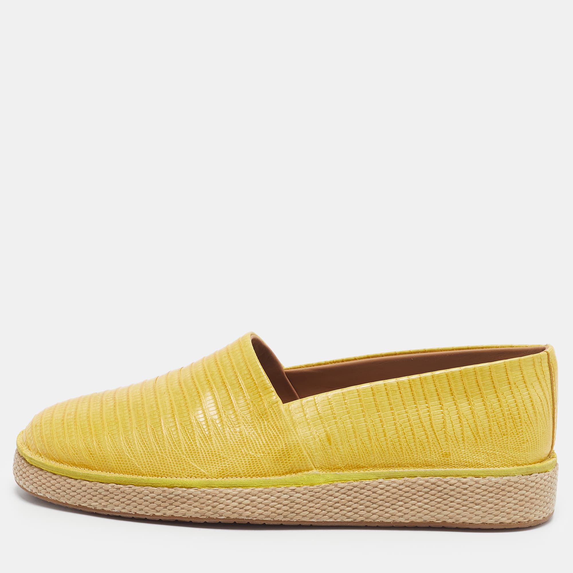 Salvatore Ferragamo Lampedusa Size 42 Yellow Lizard Slip On Espadrilles