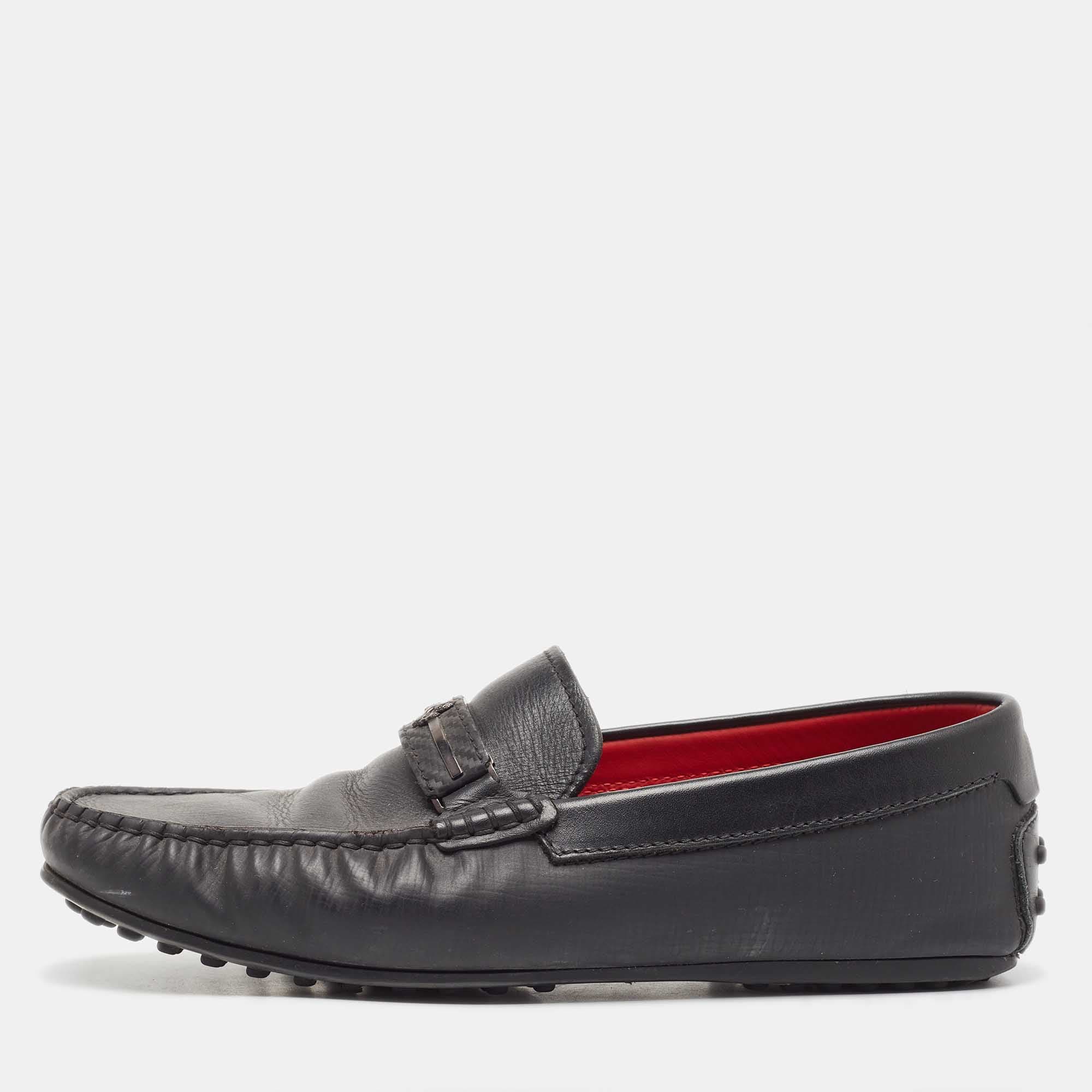 Salvatore Ferragamo Black Leather Slip On Loafers Size 41