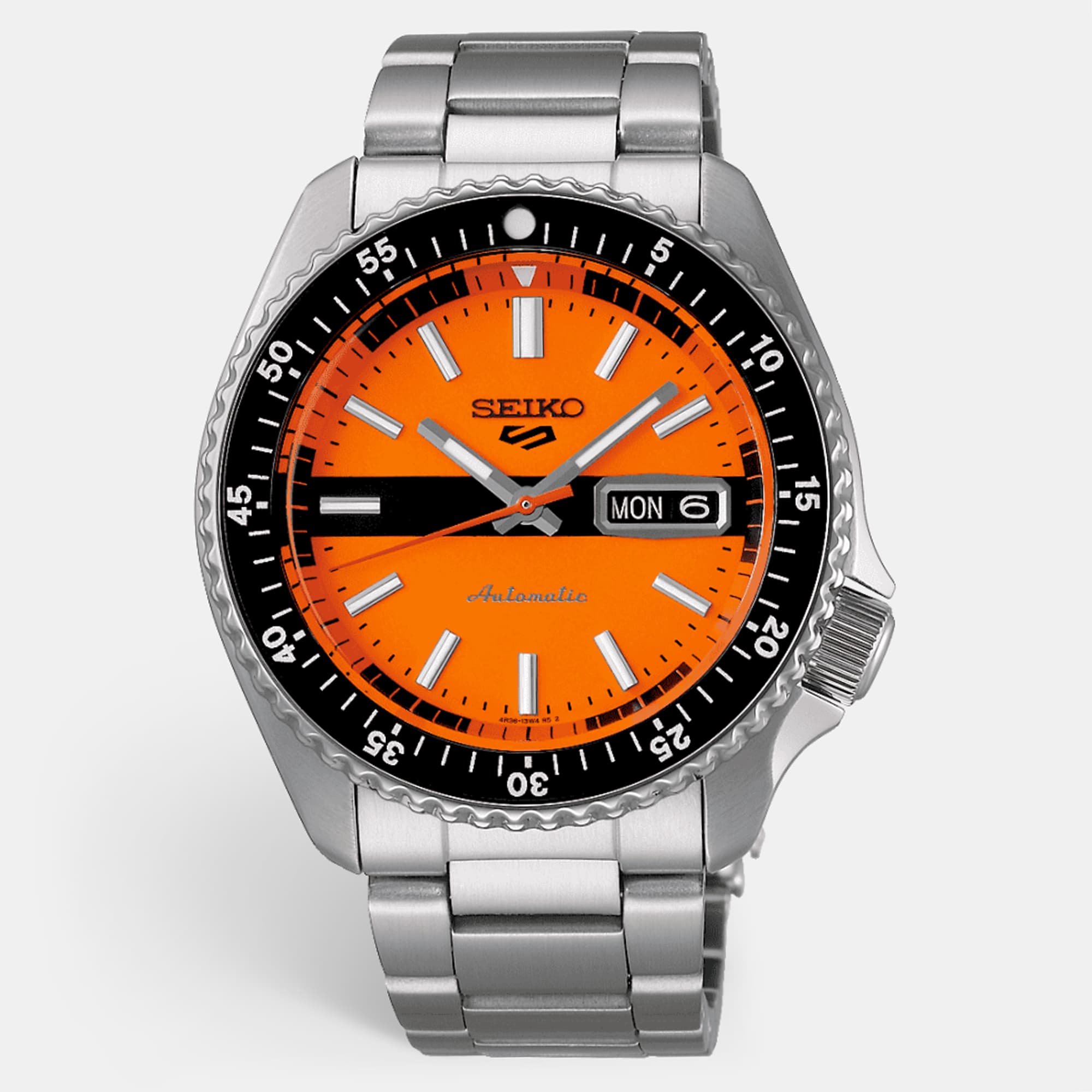 Seiko 5 Sports SKX Series SRPK11K1 Orange Dial Stainless Steel Men's Wristwatch 42.50 mm