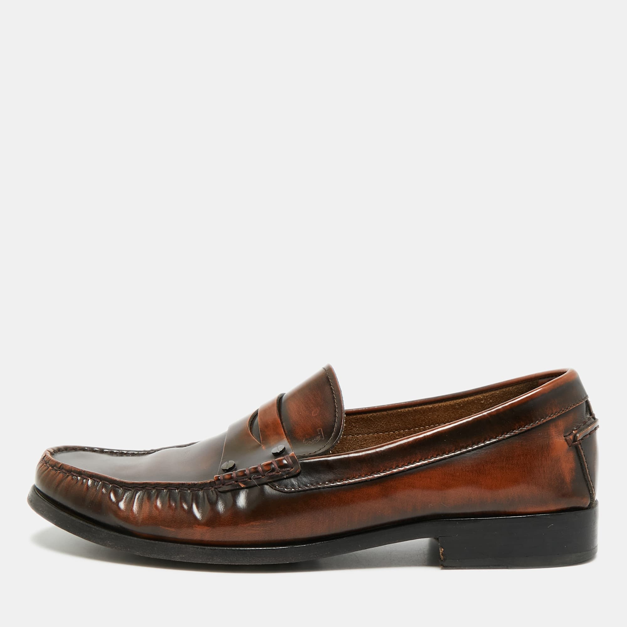Tod's Size 44.5 Two Tone Leather Penny Loafers