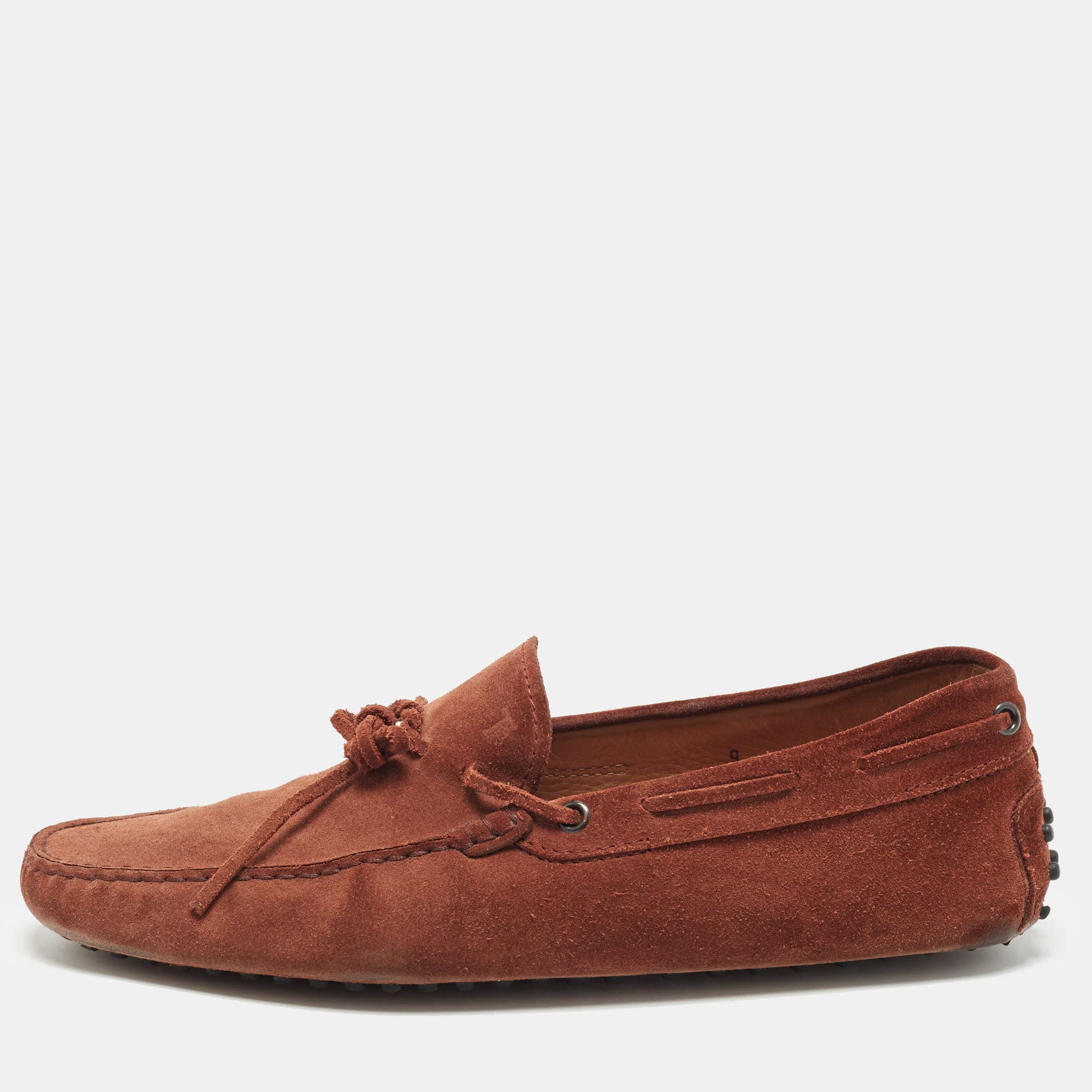 Tod's Gommino Size 43 Brown Suede Bow Driver Loafers