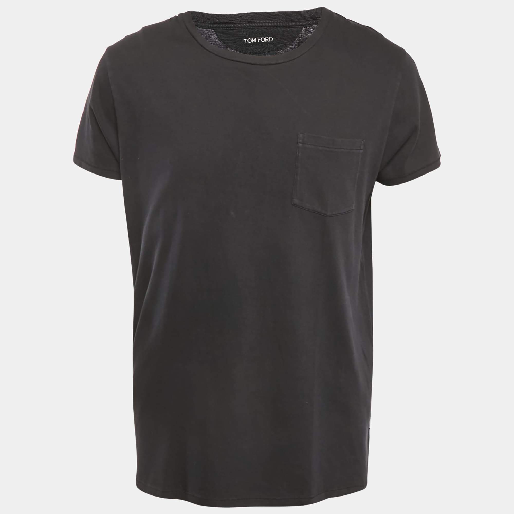 Tom Ford Black Cotton Knit Front Pocket Crew Neck T-Shirt XXL