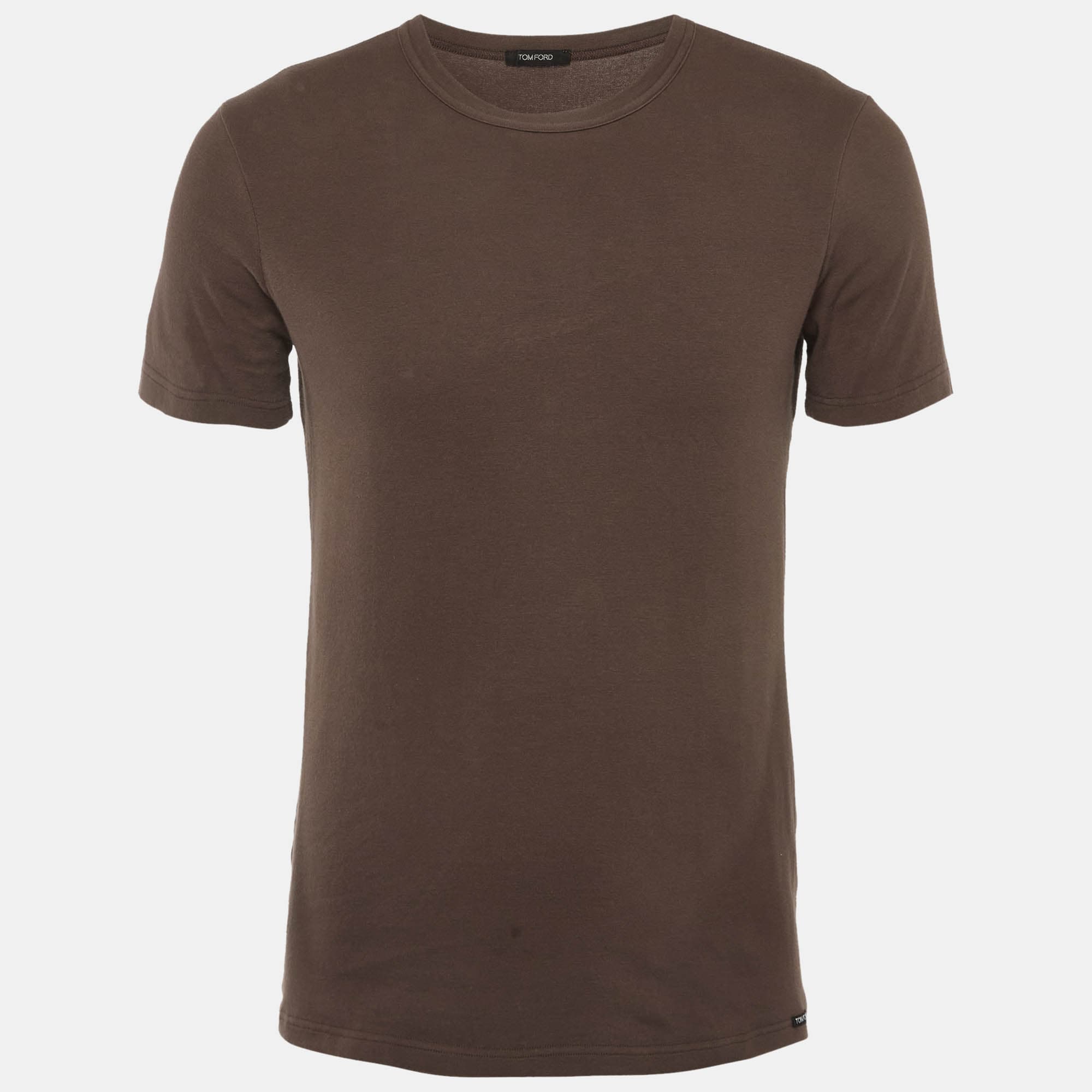 Tom Ford Brown Cotton Knit Crew Neck T-Shirt M