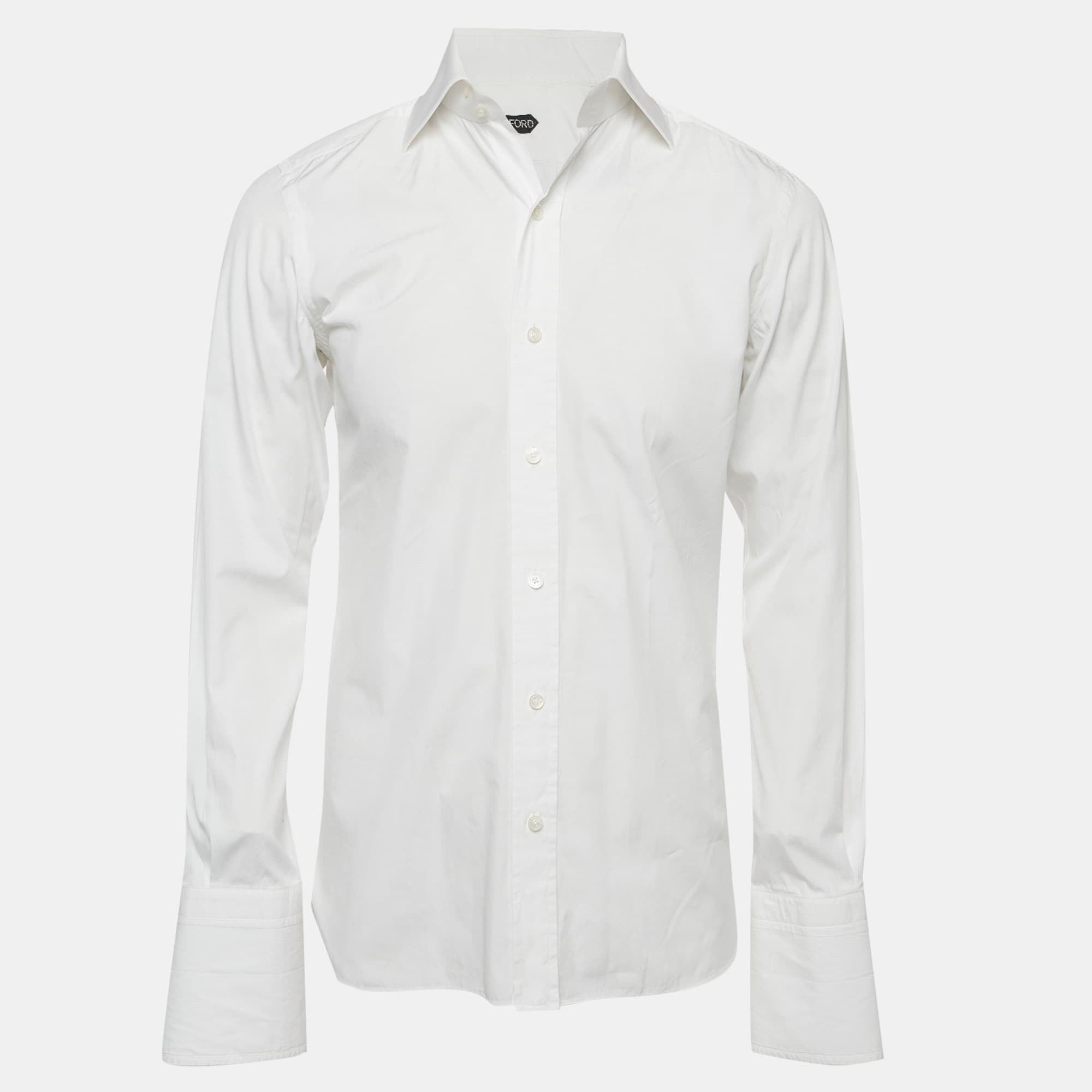 Tom Ford White Cotton French Cuff Button Up Shirt M