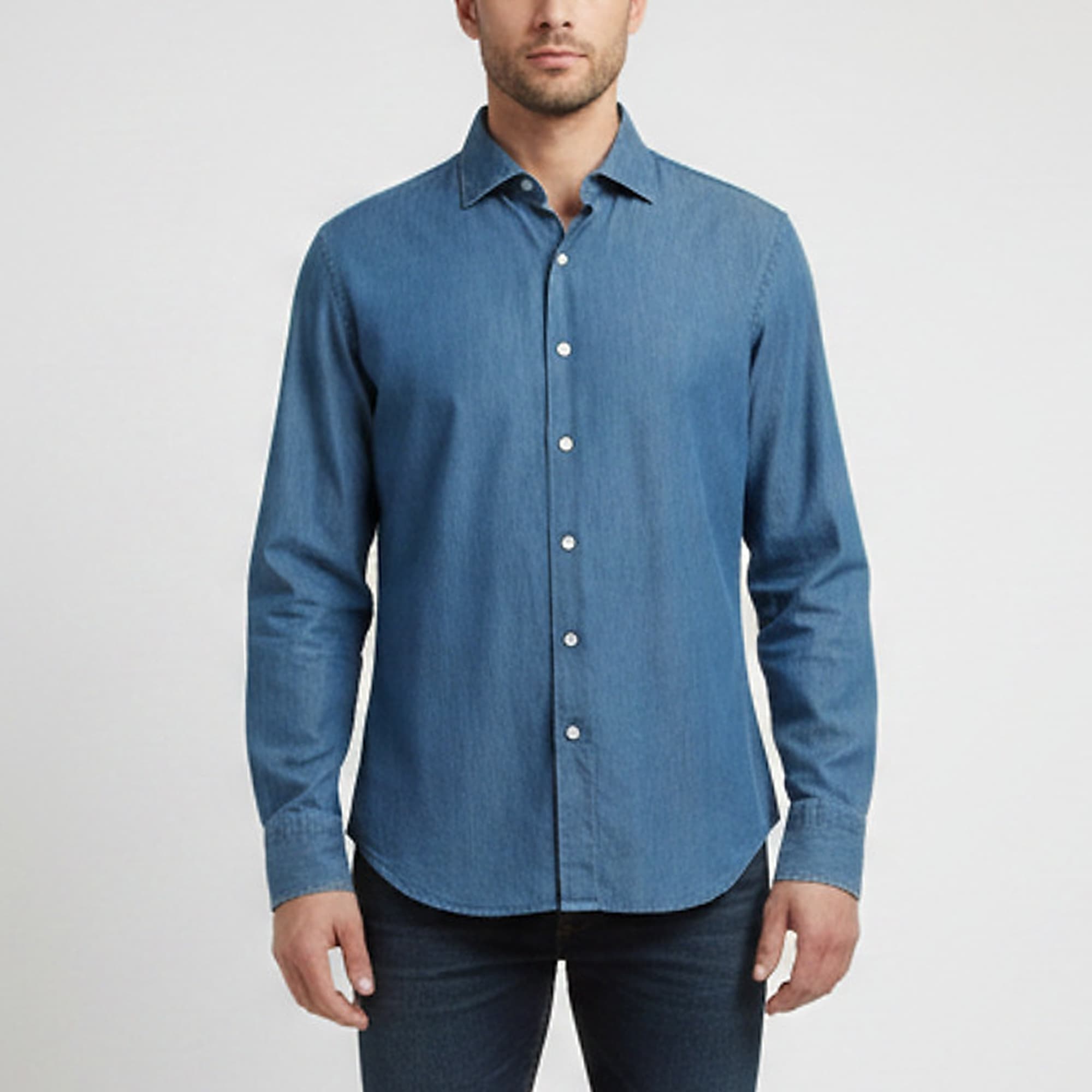 Tom Ford Blue Chambray Long Sleeve Shirt XL