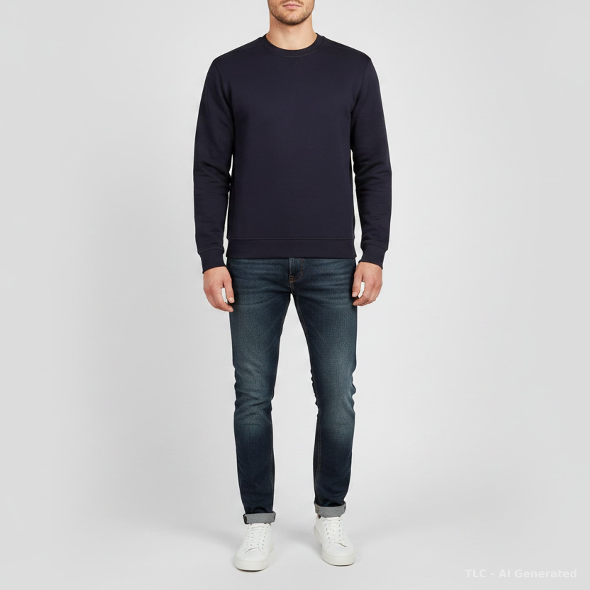 Valentino Navy Blue Double Jersey Crew Neck Sweatshirt S