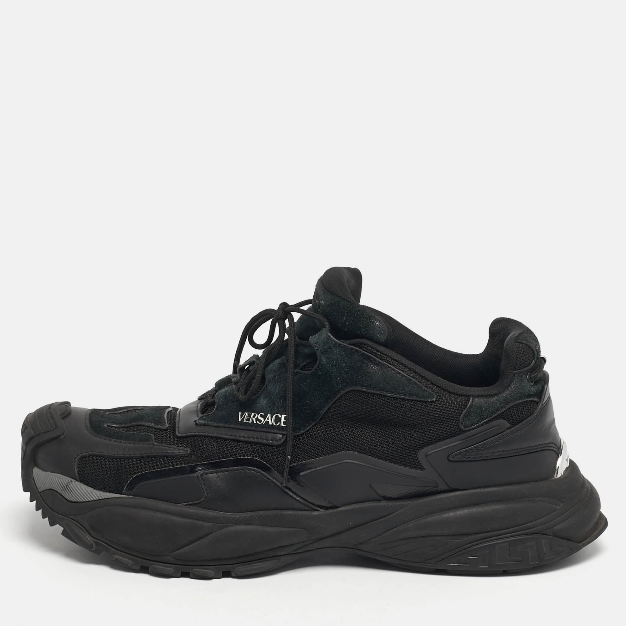 Versace Black Leather and suede Mercury M Sneakers Size 45