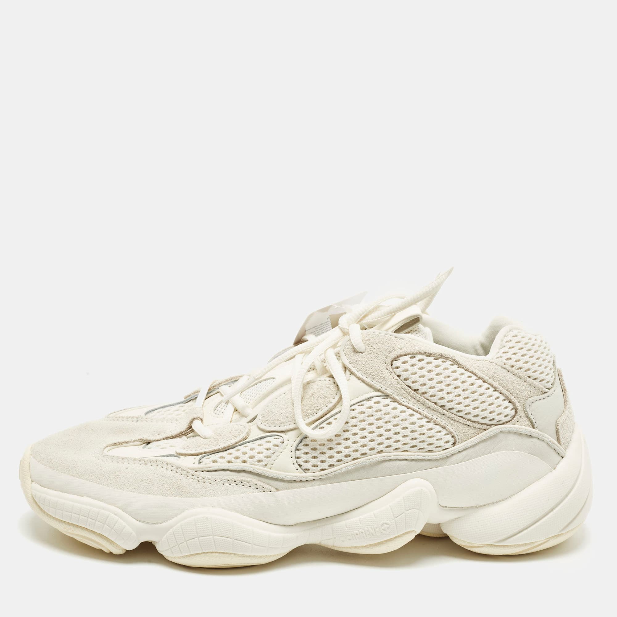Yeezy x Adidas 500 Size 44 Cream Mesh and Suede Low Top Sneakers