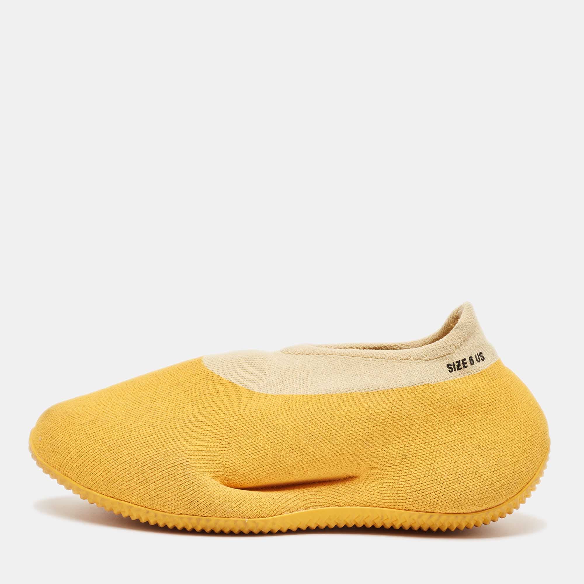 Yeezy x Adidas Yellow Knit Fabric Low Top Sneakers Size 38.5
