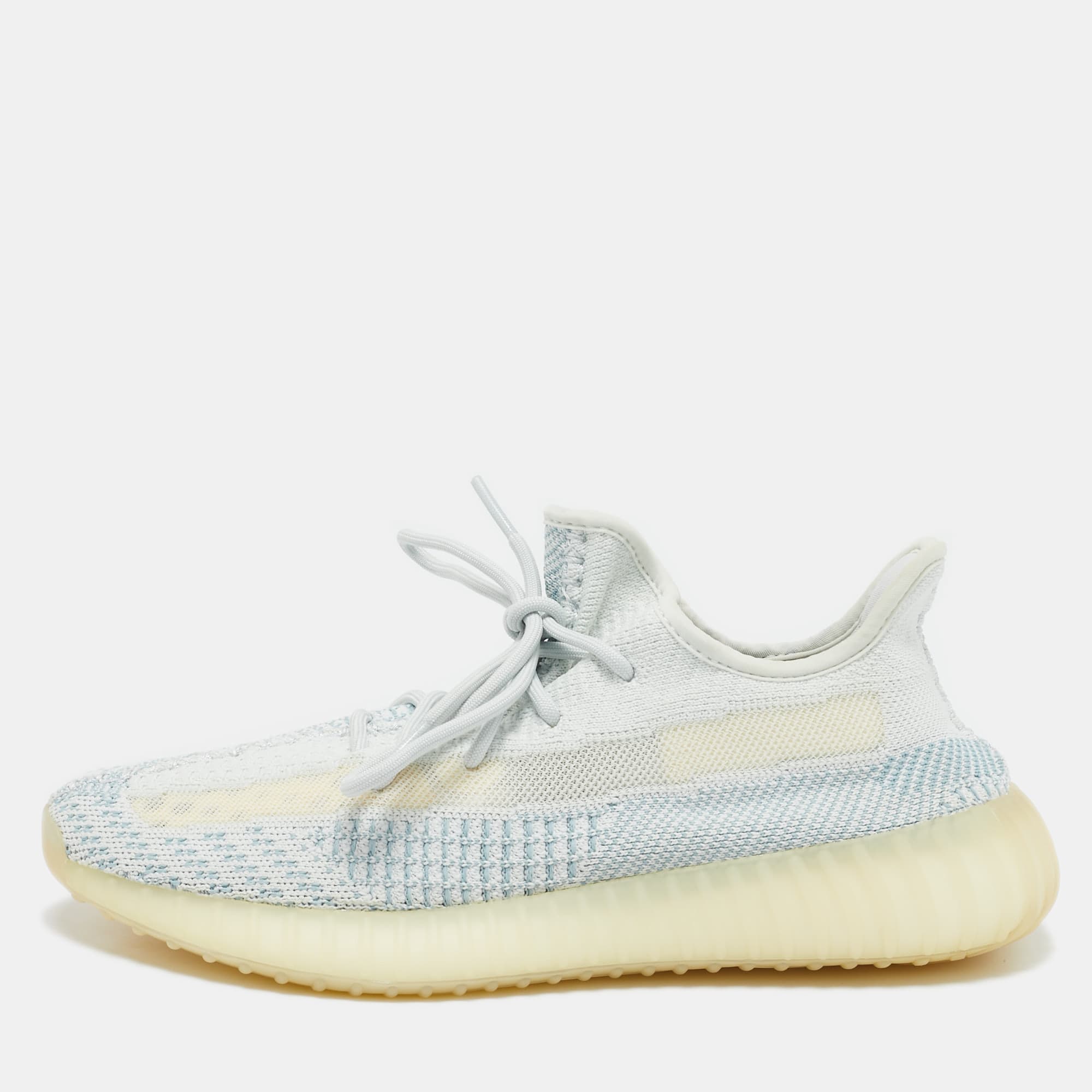Yeezy x Adidas Blue/White Knit Fabric Boost 350 V2 Cloud White (Non-Reflective) Sneakers 42 2/3