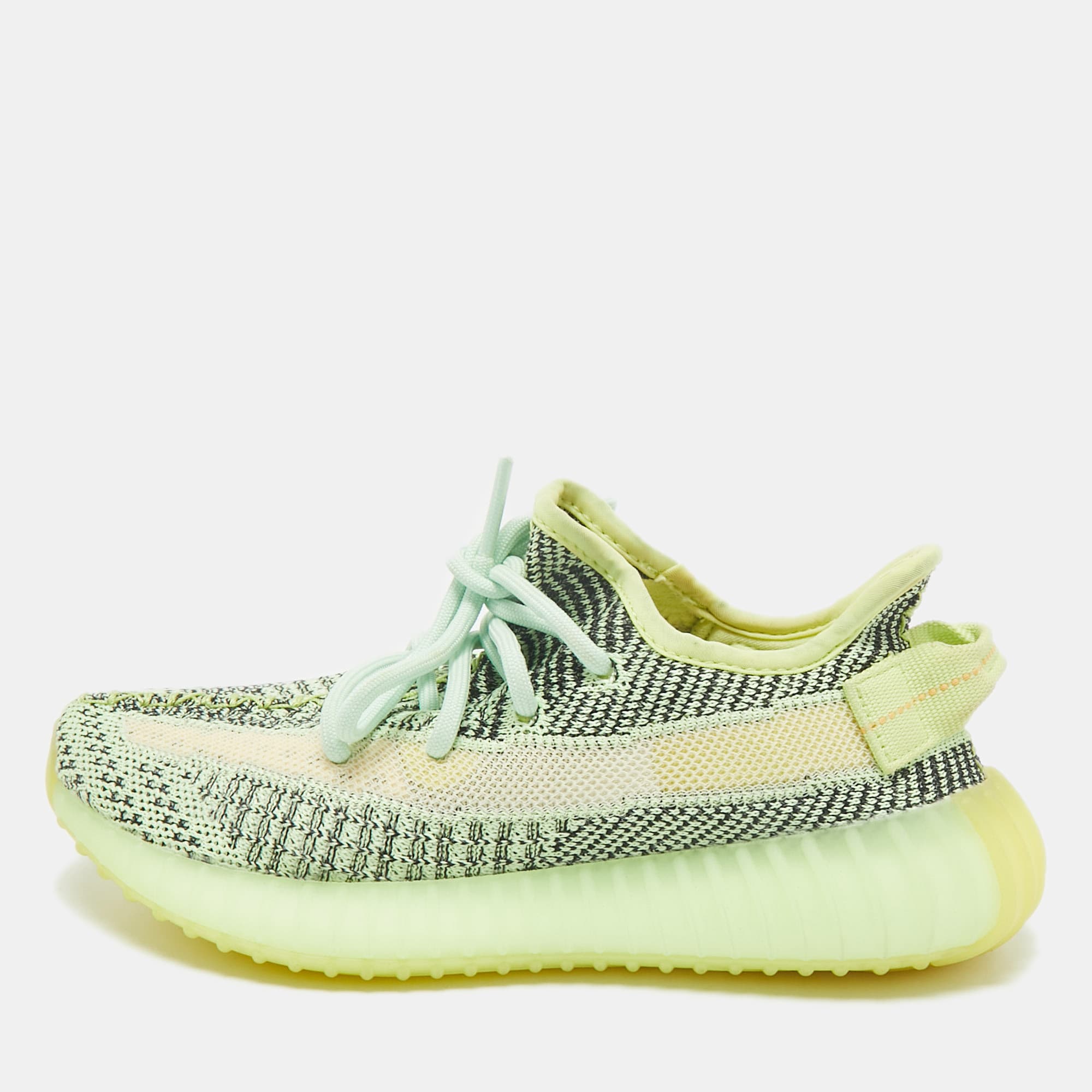 Yeezy x Adidas Neon Green Knit Fabric Boost 350 V2 Yeezreel (Reflective) Sneakers Size 36