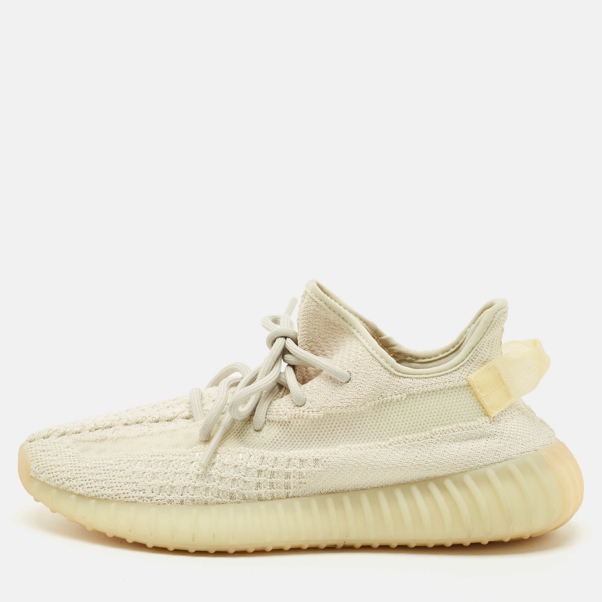 Yeezy x Adidas White Knit Fabric Boost 350 V2 Light Sneakers Size 41 1/3