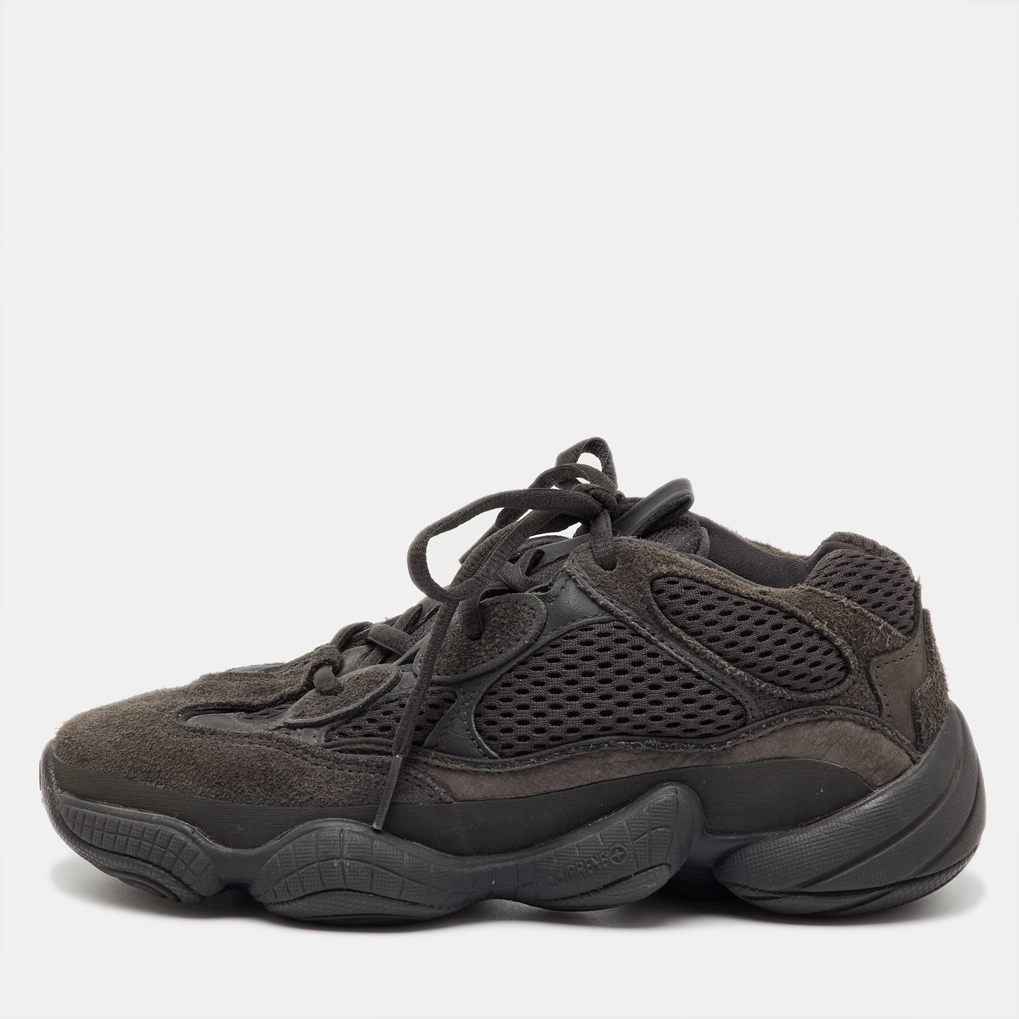Yeezy x Adidas Grey Mesh, Suede And Leather Yeezy 500 Utility Black Sneakers Size 36 2/3