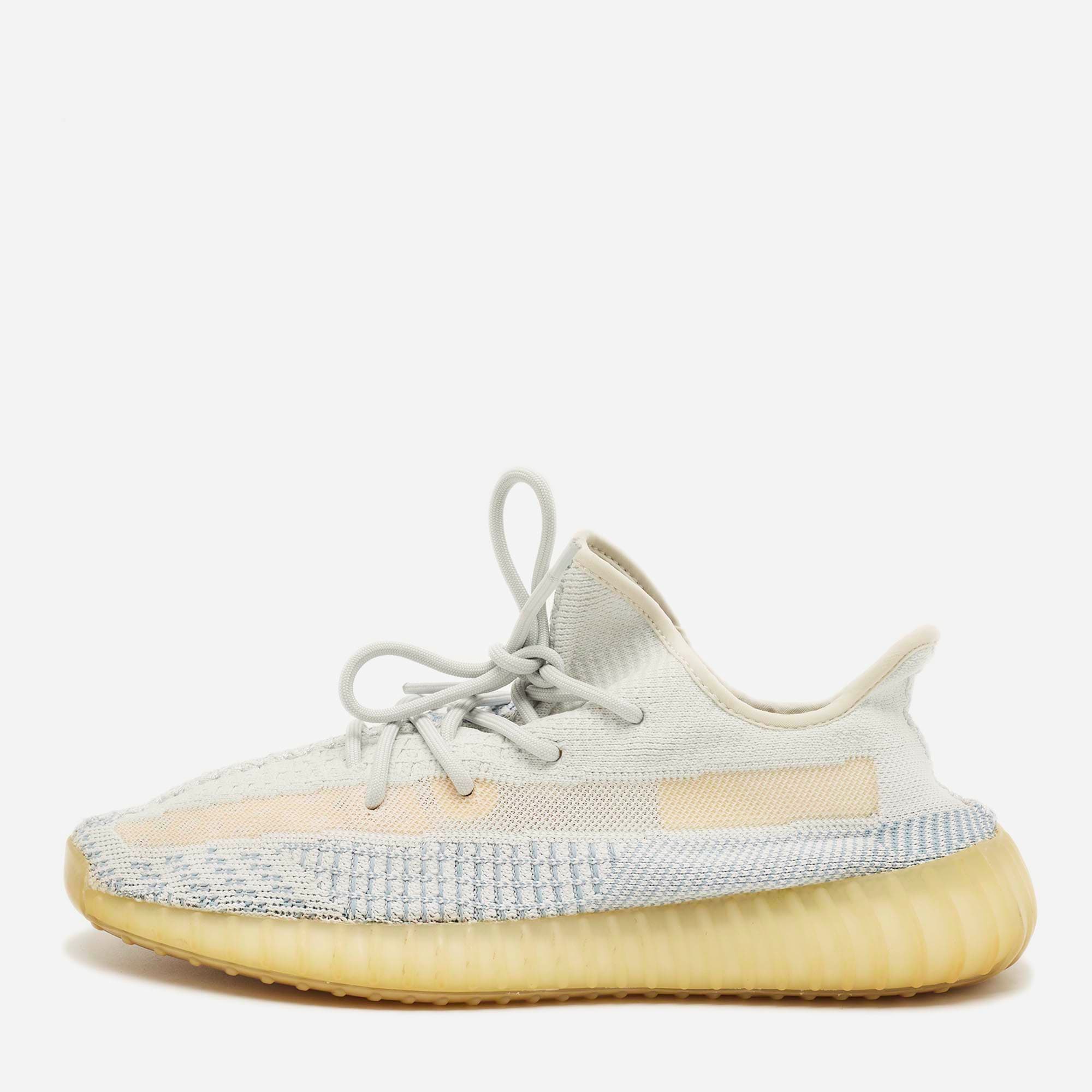 Yeezy x Adidas Boost 350 V2 Cloud White/Green Non Reflective Size 44 Green Knit Fabric Lace Up Sneakers