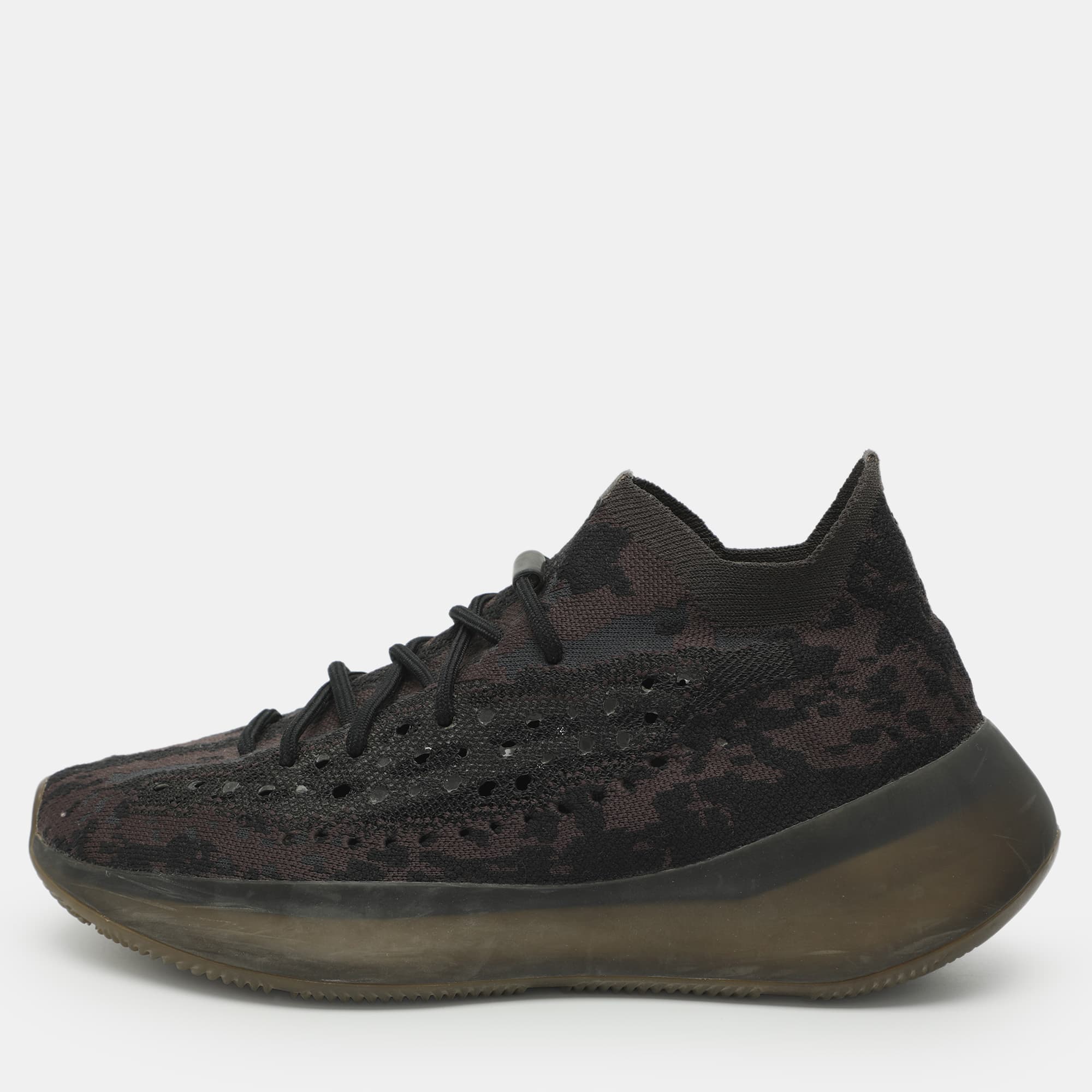 Yeezy x Adidas Boost 380 'Onyx' Size 44 2/3 Grey/Brown Knit Fabric and Mesh Low Top Sneakers