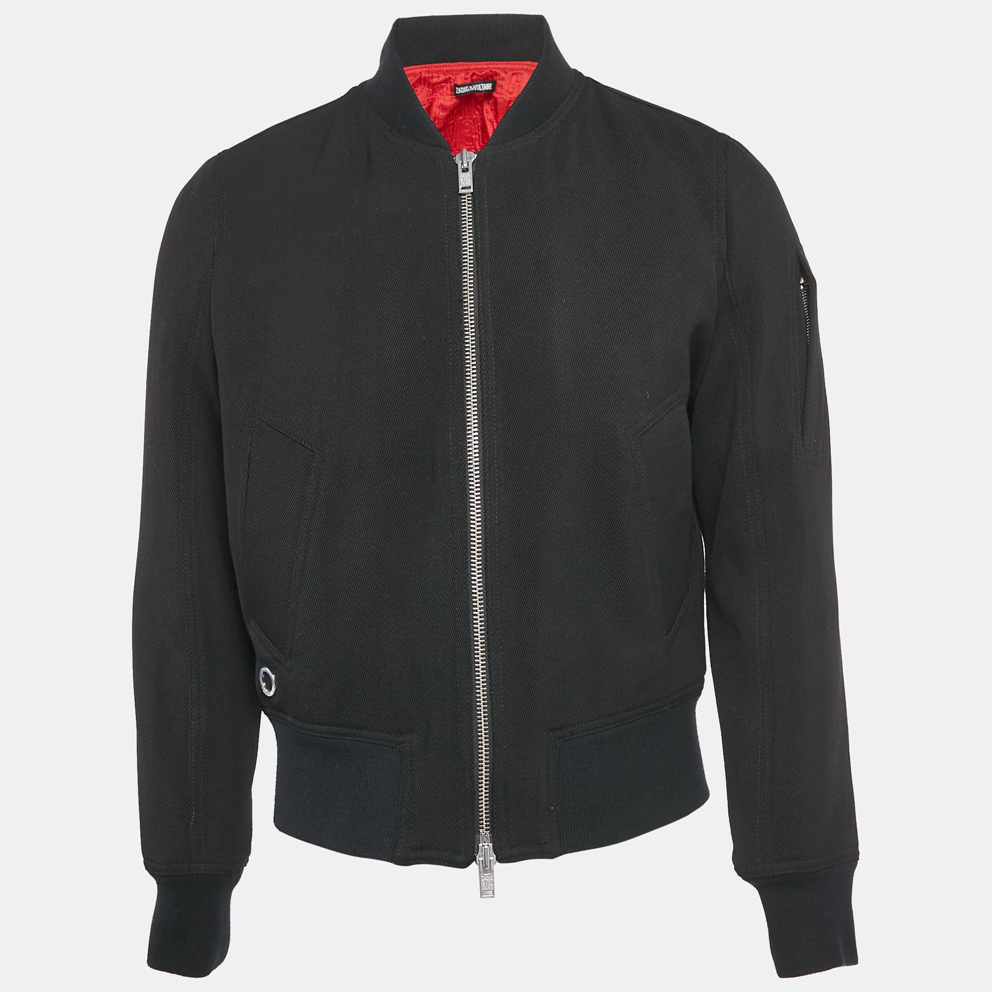 Zadig & Voltaire Black Gabardine Wool Blend Zip-Up Bradley Jacket S