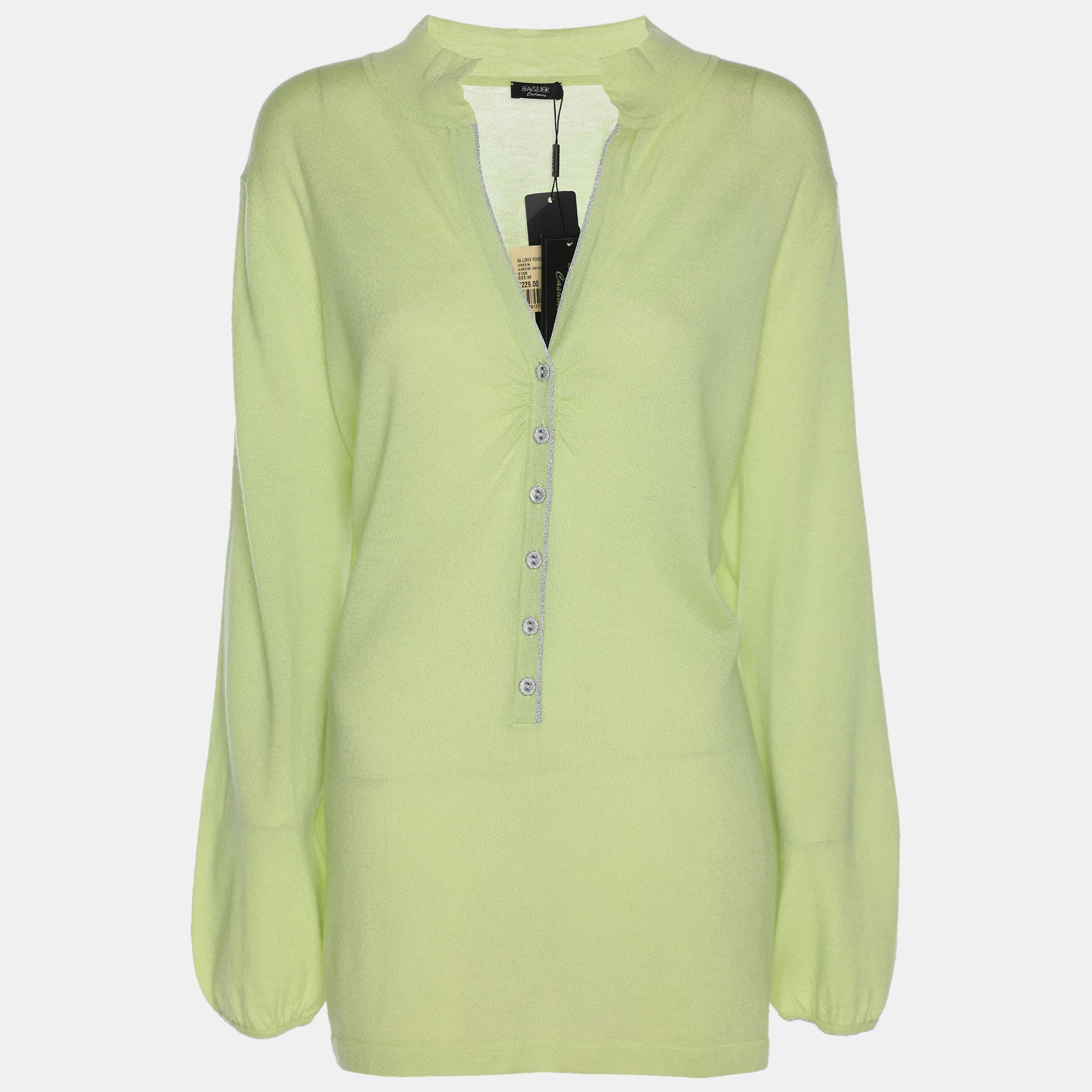 Basler Green Stretch Knit Long Sleeve Shirt XL