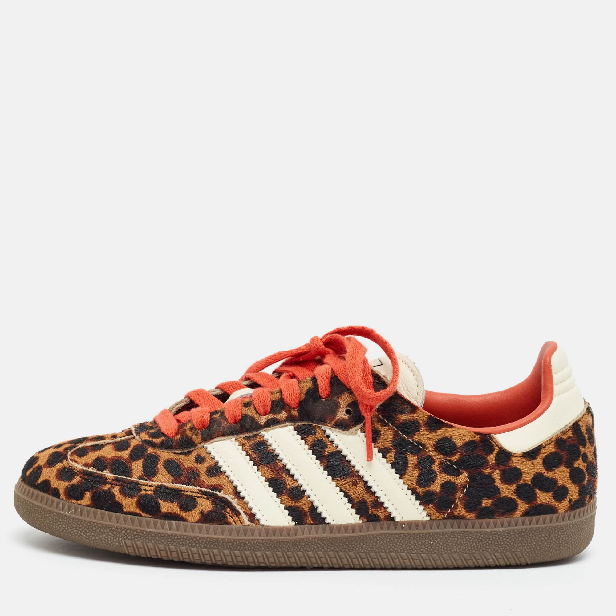 Adidas Samba OG Size 40 2/3 Brown Leopard Print Calf Hair Low Top Sneakers
