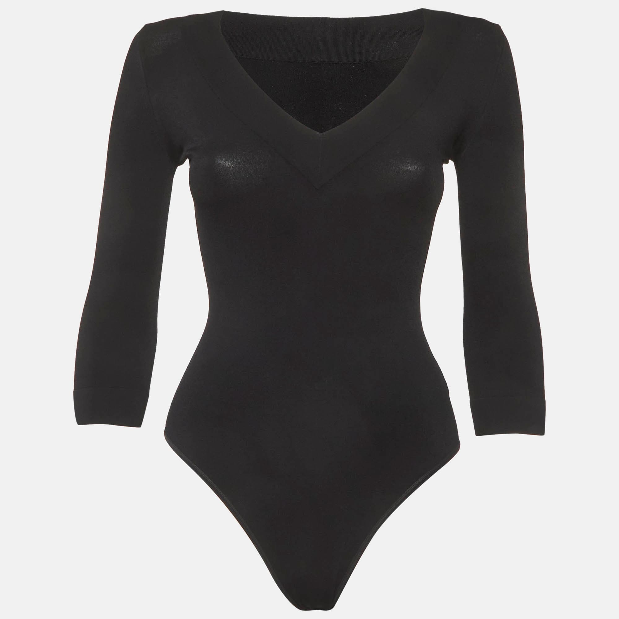 Alaia Black Jersey V-Neck Bodycon S