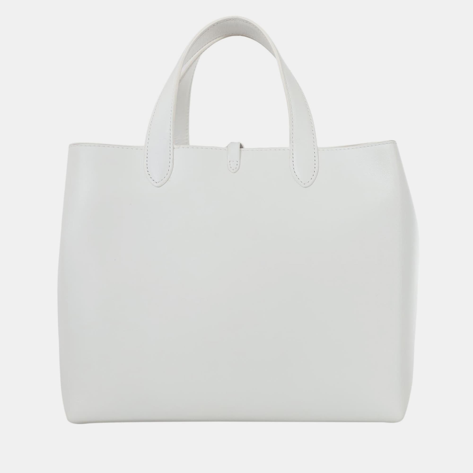Alaia Cabas PM White Smooth Leather Tote Bag