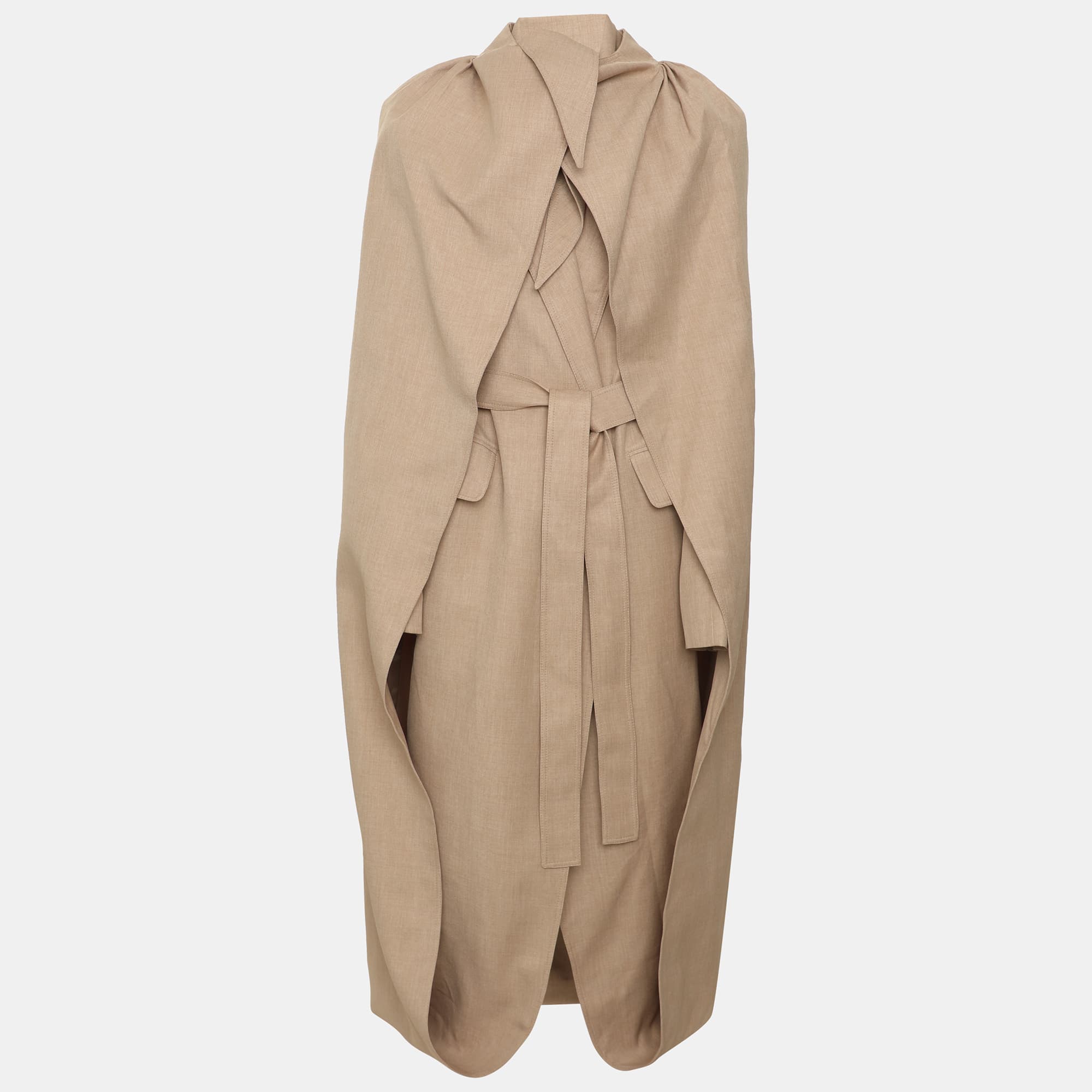 Aleksandre Akhalkatsishvili Beige Gabardine Belted Cape Coat XS