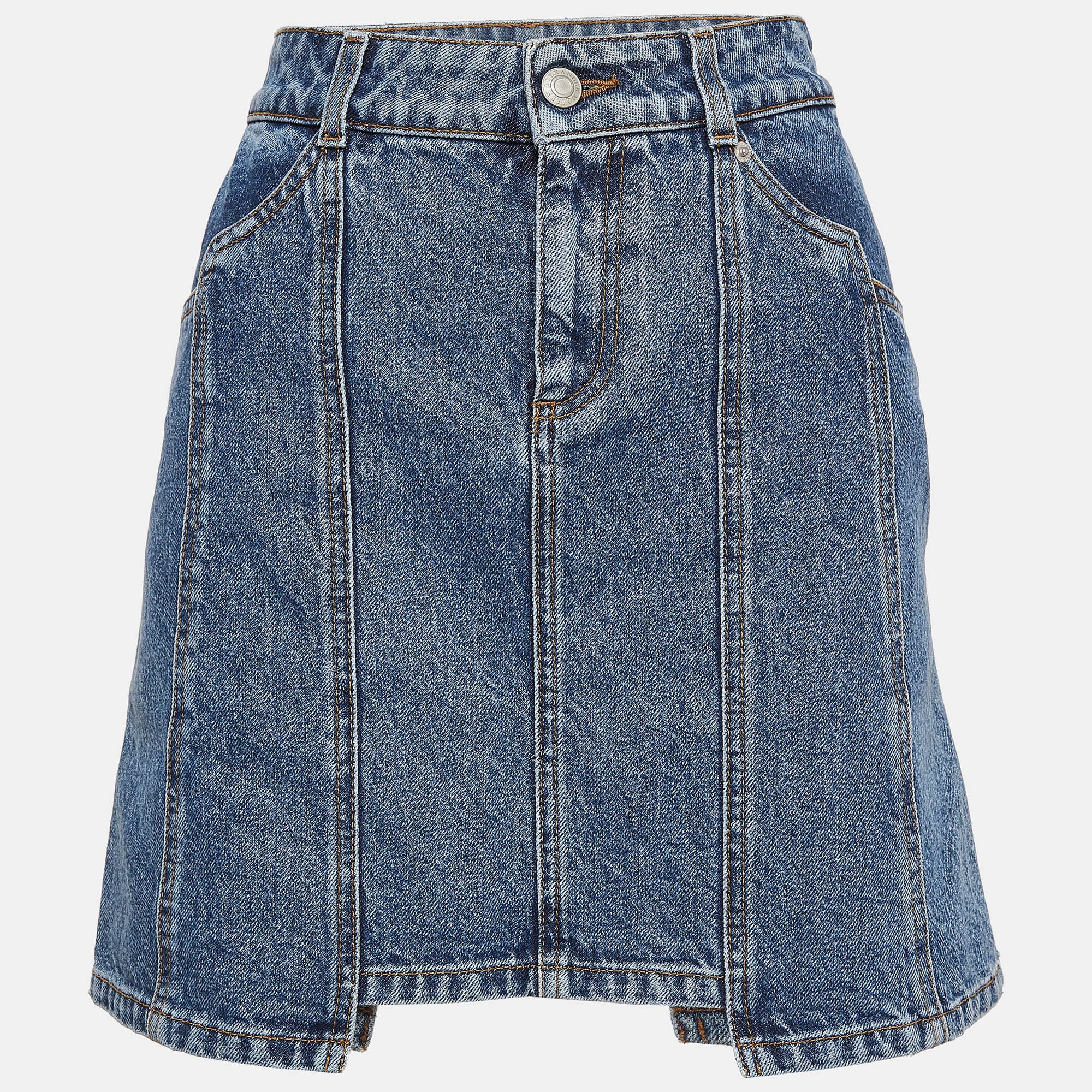 Alexander McQueen Blue Embroidered Denim Mini Skirt S