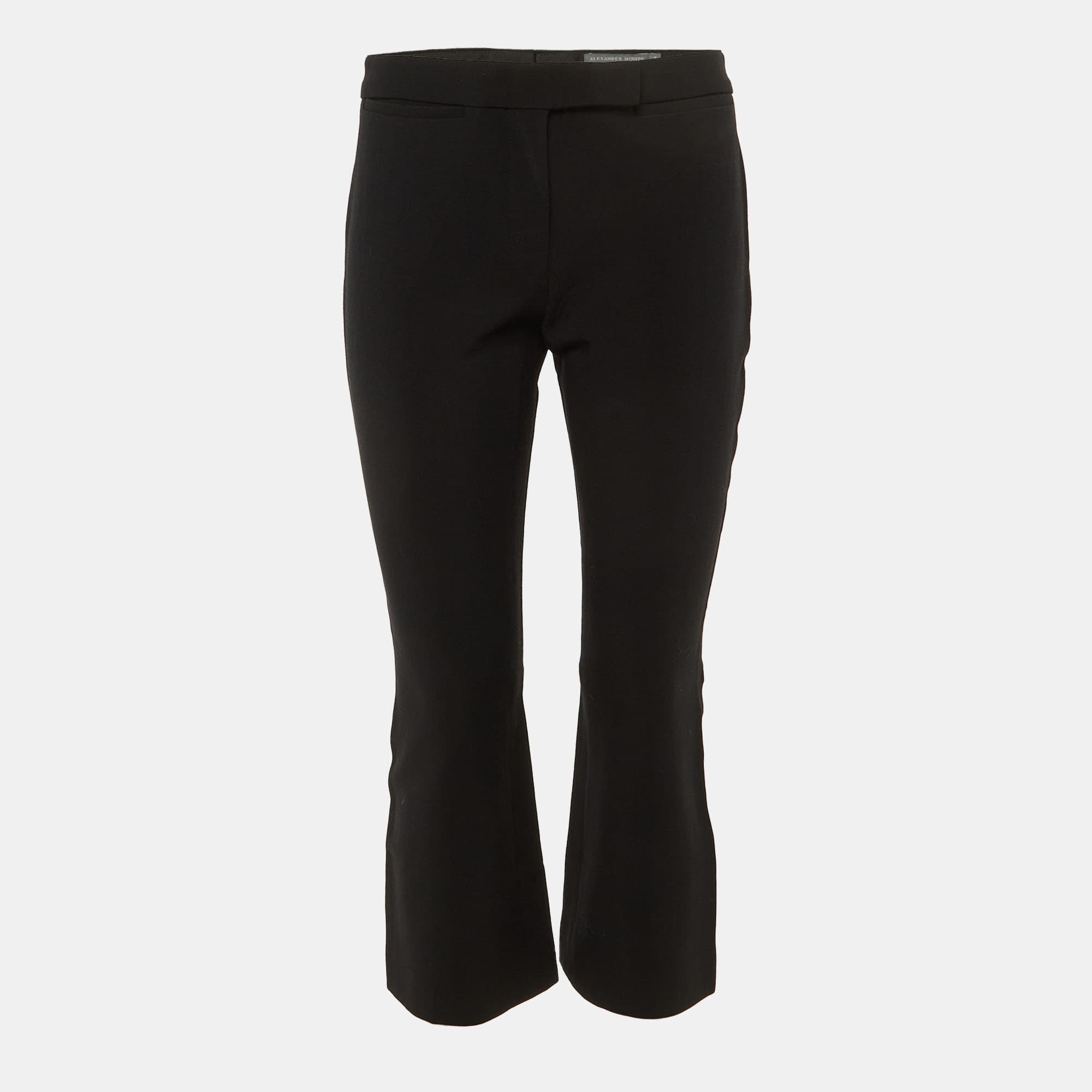 Alexander McQueen Black Cady Cropped Trousers S