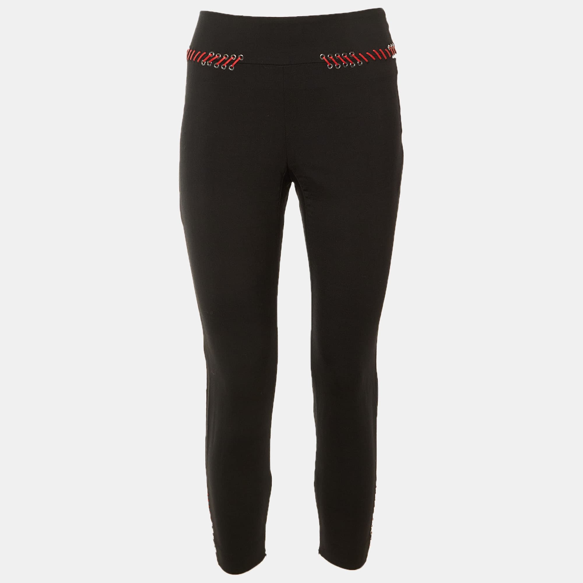 Alexander McQueen Black Wool Contrast Braid Detail Pants S