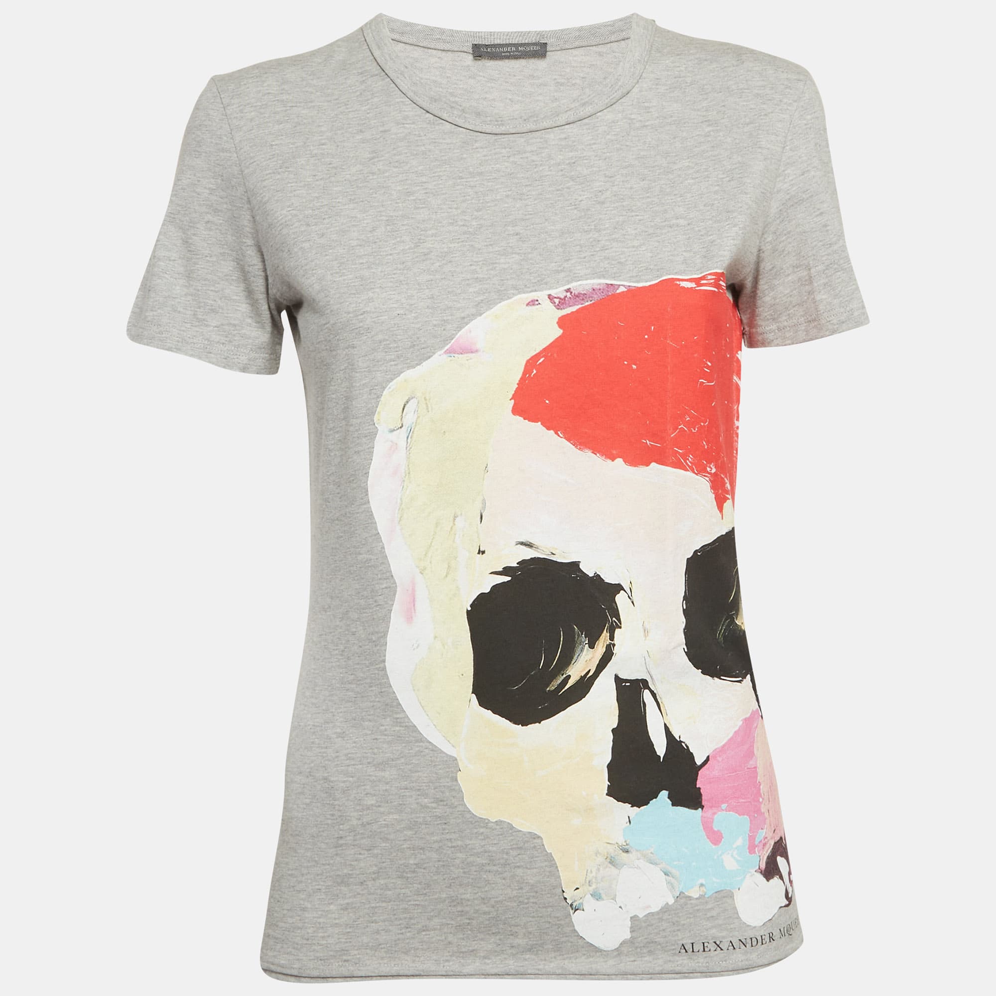 Alexander McQueen Grey Graphic Jersey Print T-Shirt XS